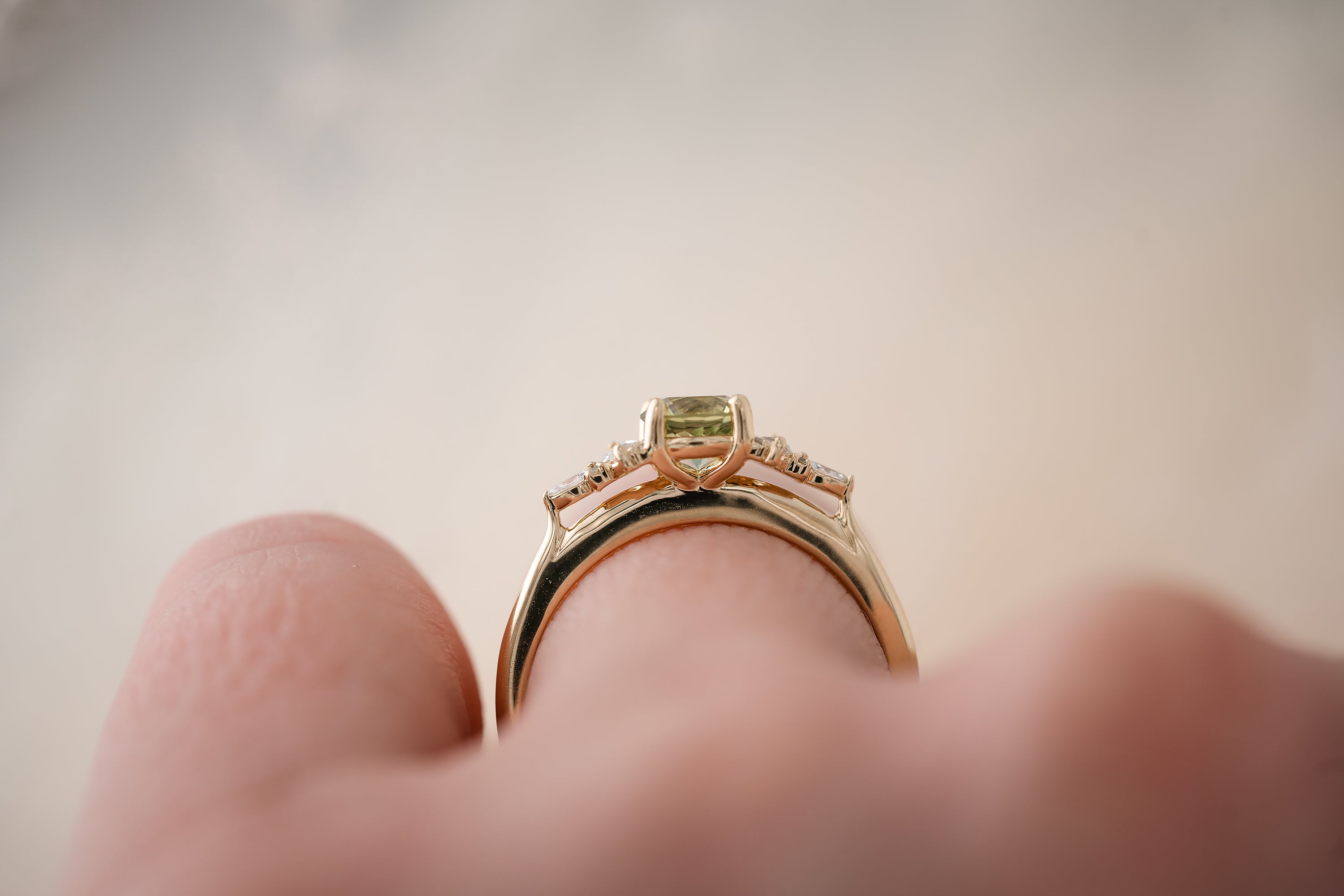 The Maeve 0.73 CT Round Green Sapphire Ring - Lavender Creek Gems
