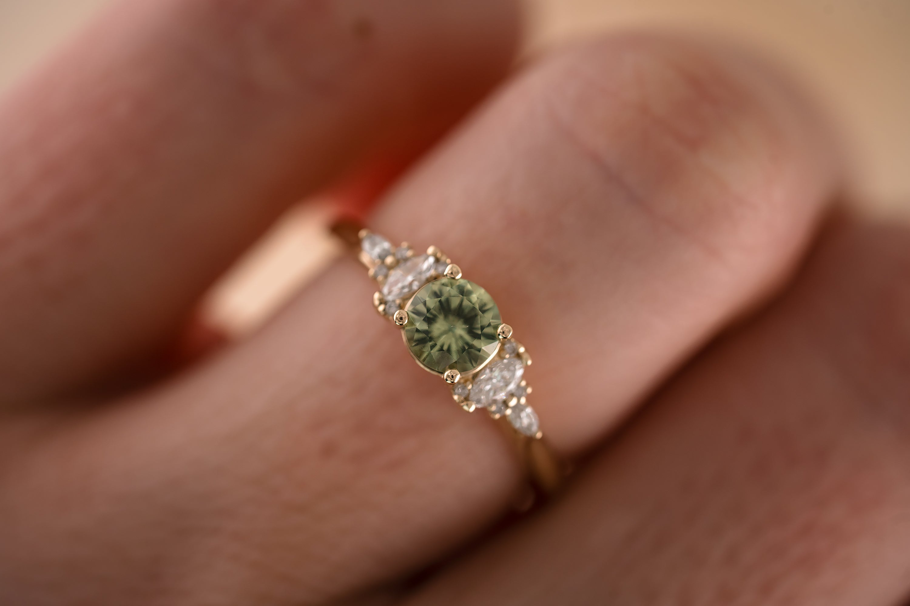 The Maeve 0.65 CT Round Green Sapphire Ring - Lavender Creek Gems