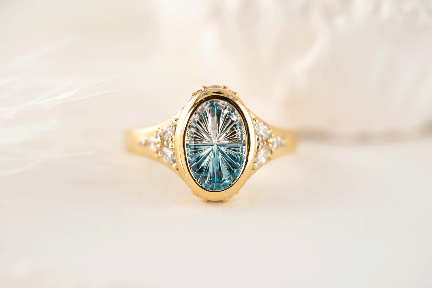The Daylight Ring | 3.15 CT Oval Starbrite™ Bicolor Blue Zircon - Lavender Creek Gems