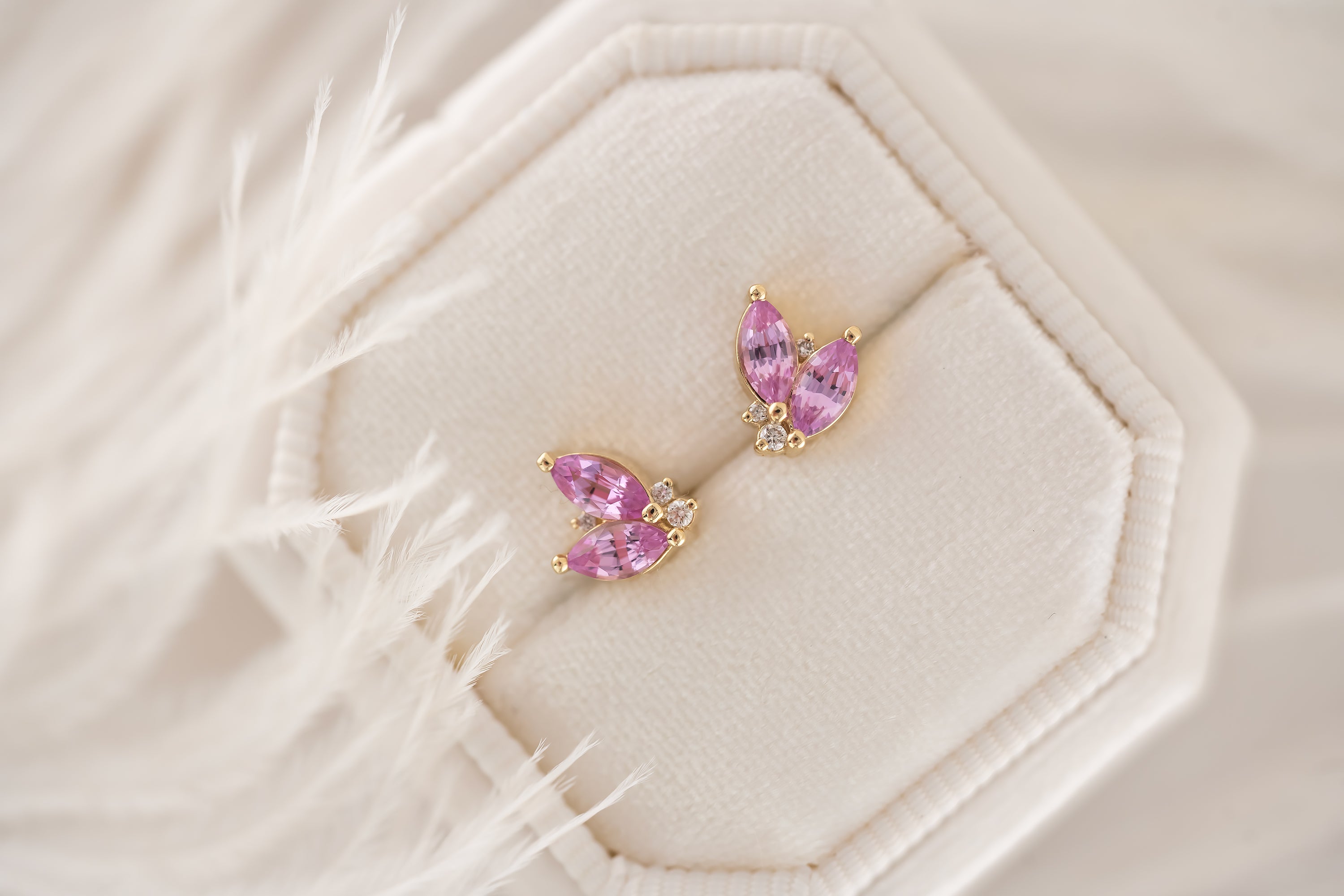 Sprite Stud Earrings - Pink Sapphire - Lavender Creek Gems