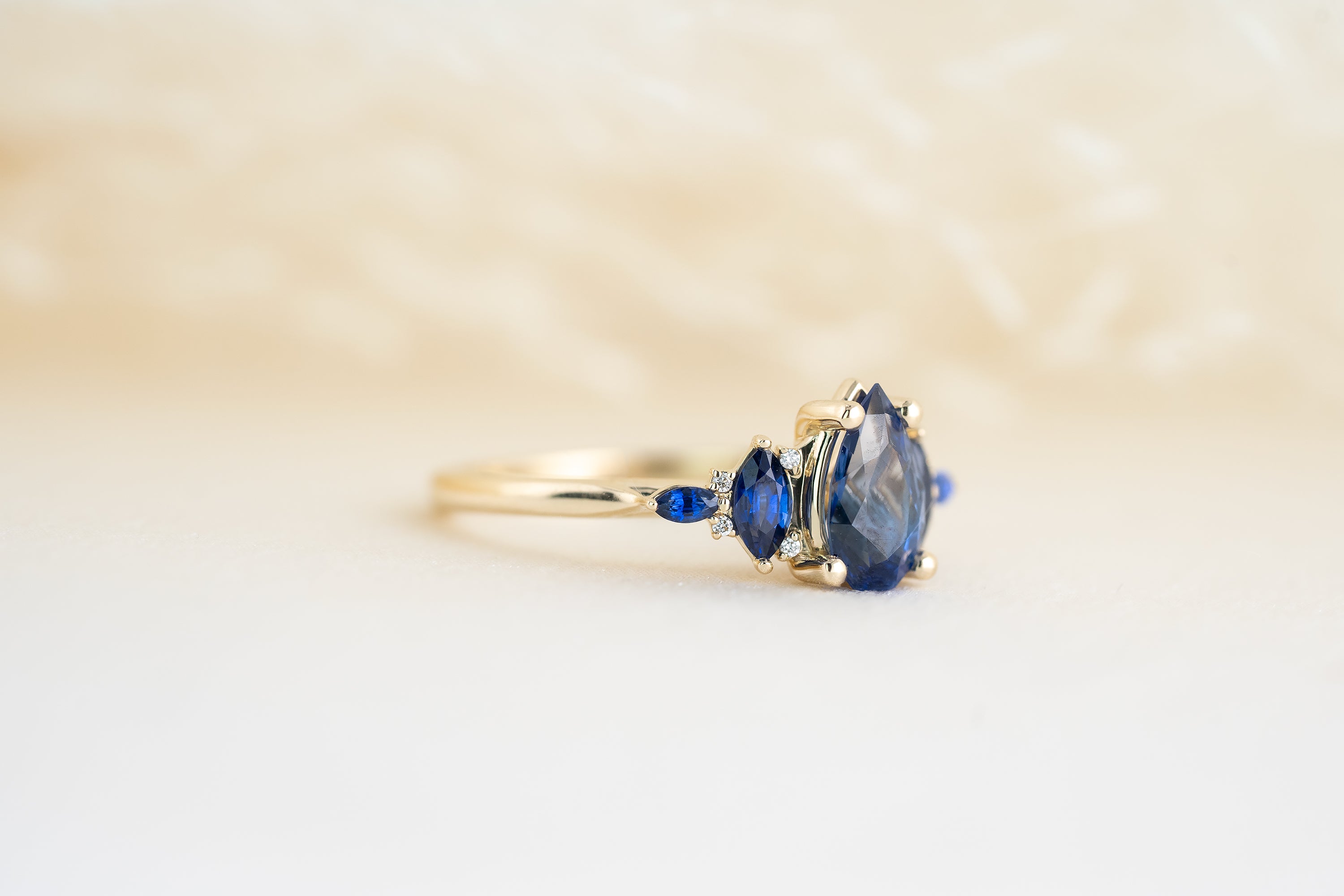 The Maeve 1.1 CT Pear Blue Sapphire Ring - Lavender Creek Gems