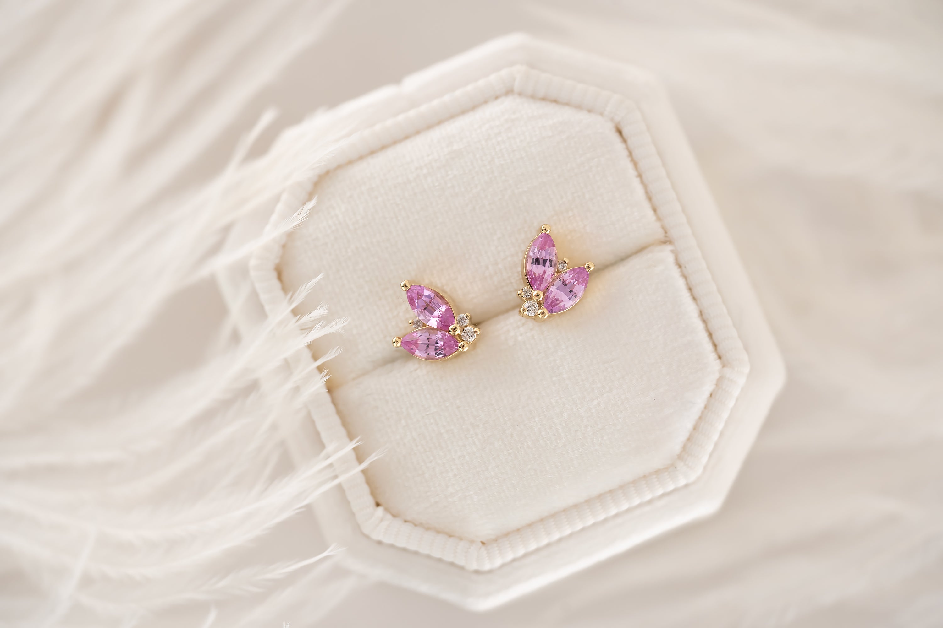 Sprite Stud Earrings - Pink Sapphire - Lavender Creek Gems