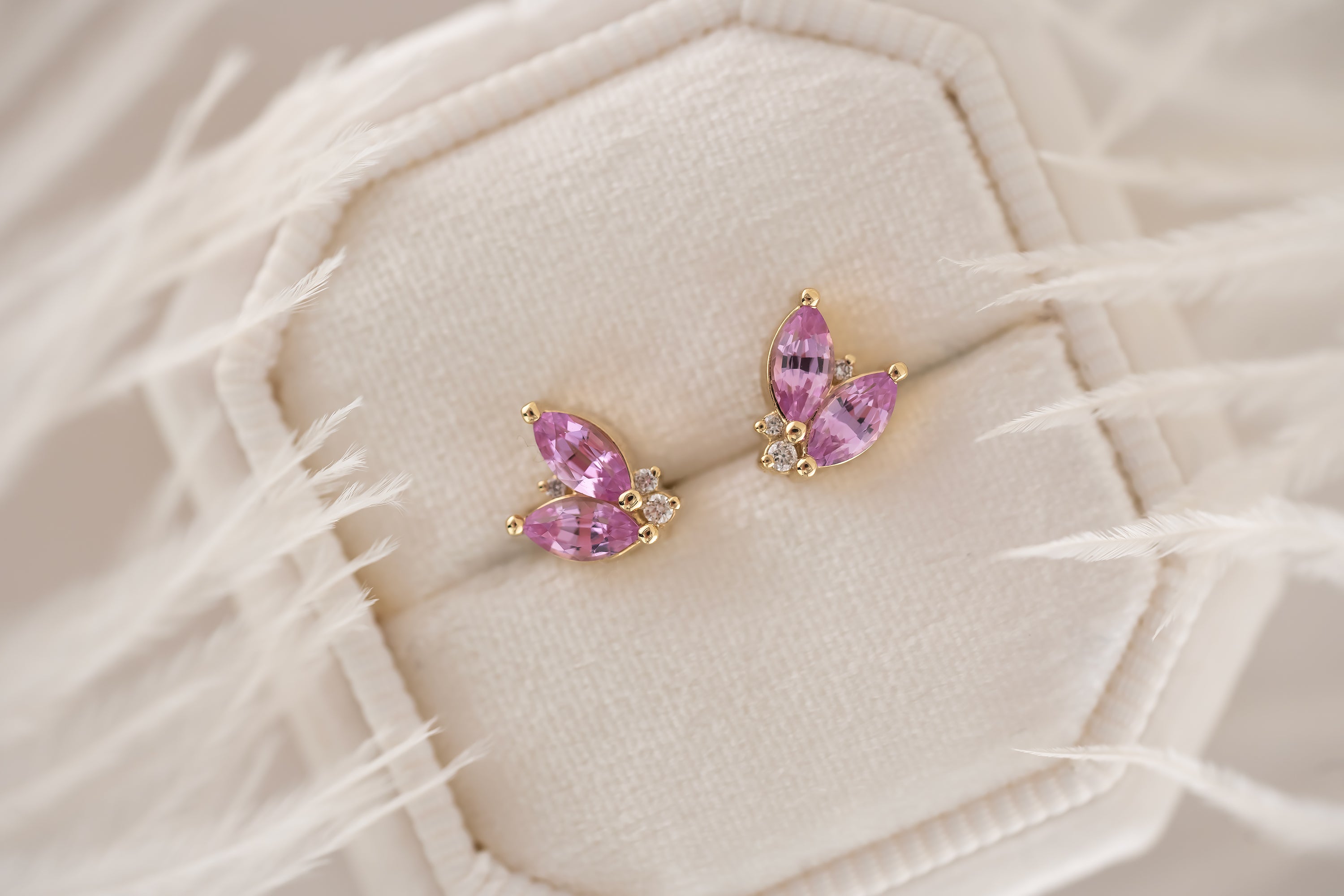 Sprite Stud Earrings - Pink Sapphire - Lavender Creek Gems