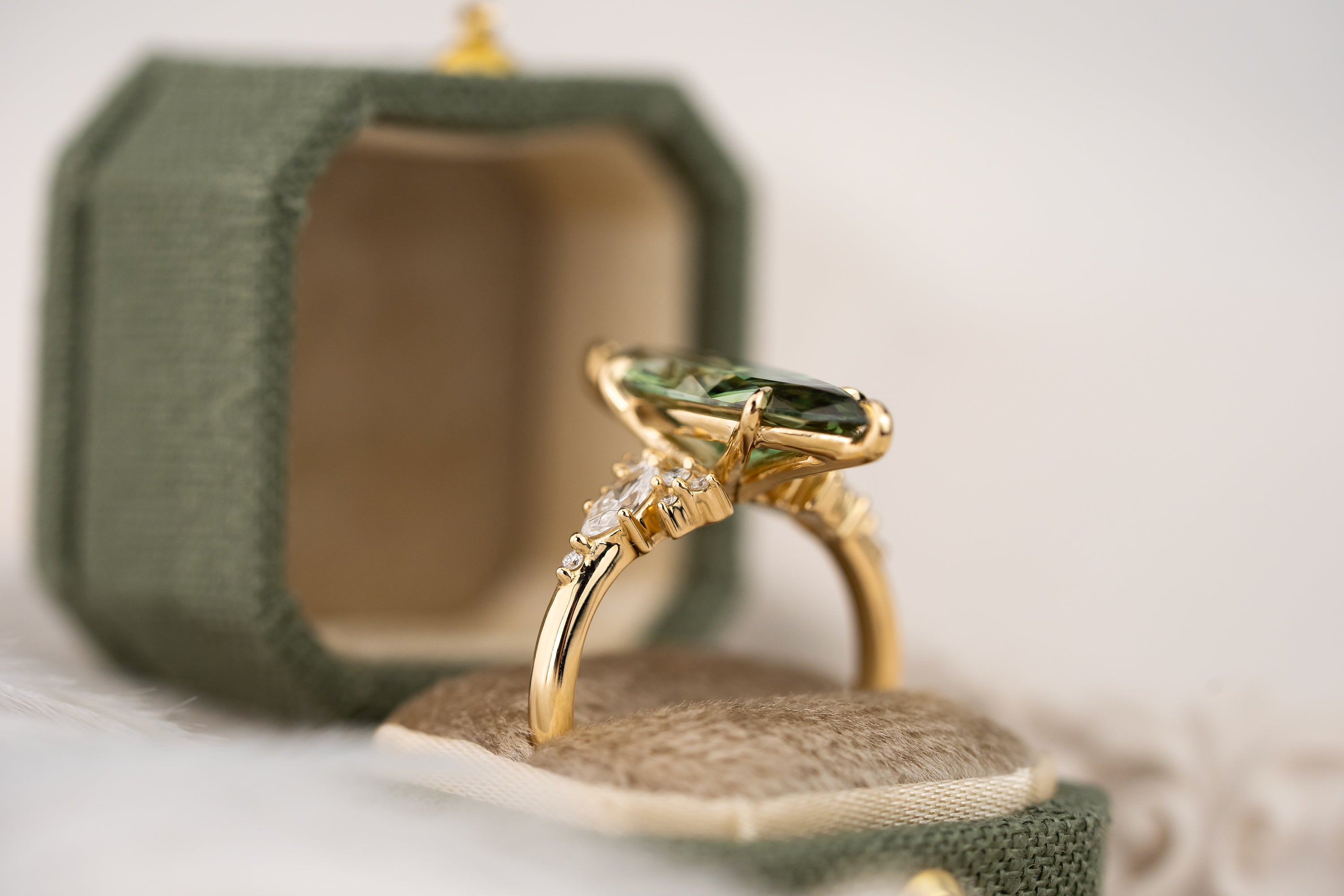 The Ascendant Ring | 3.3 CT Marquise Green Diamond - Lavender Creek Gems