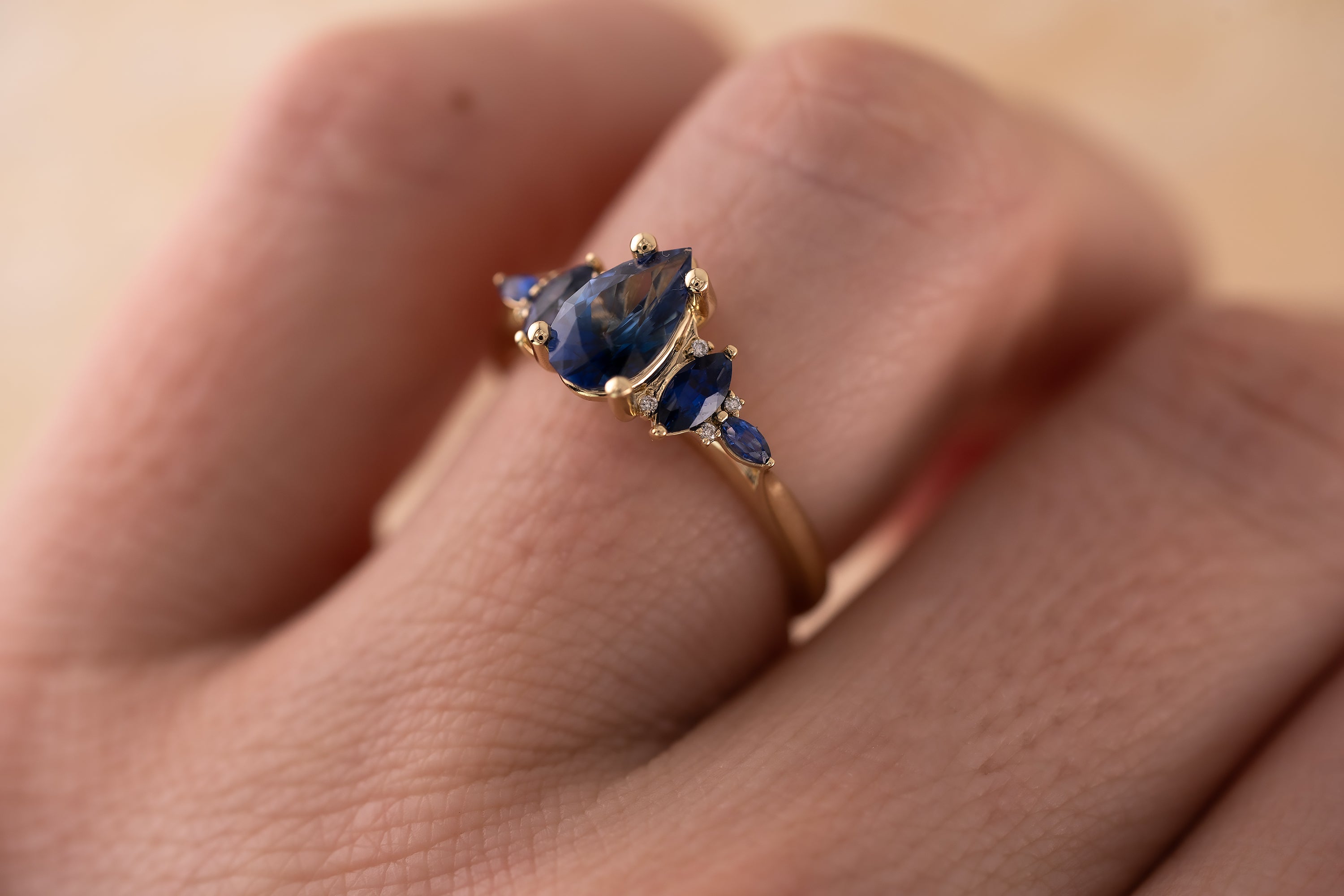 The Maeve 1.1 CT Pear Blue Sapphire Ring - Lavender Creek Gems