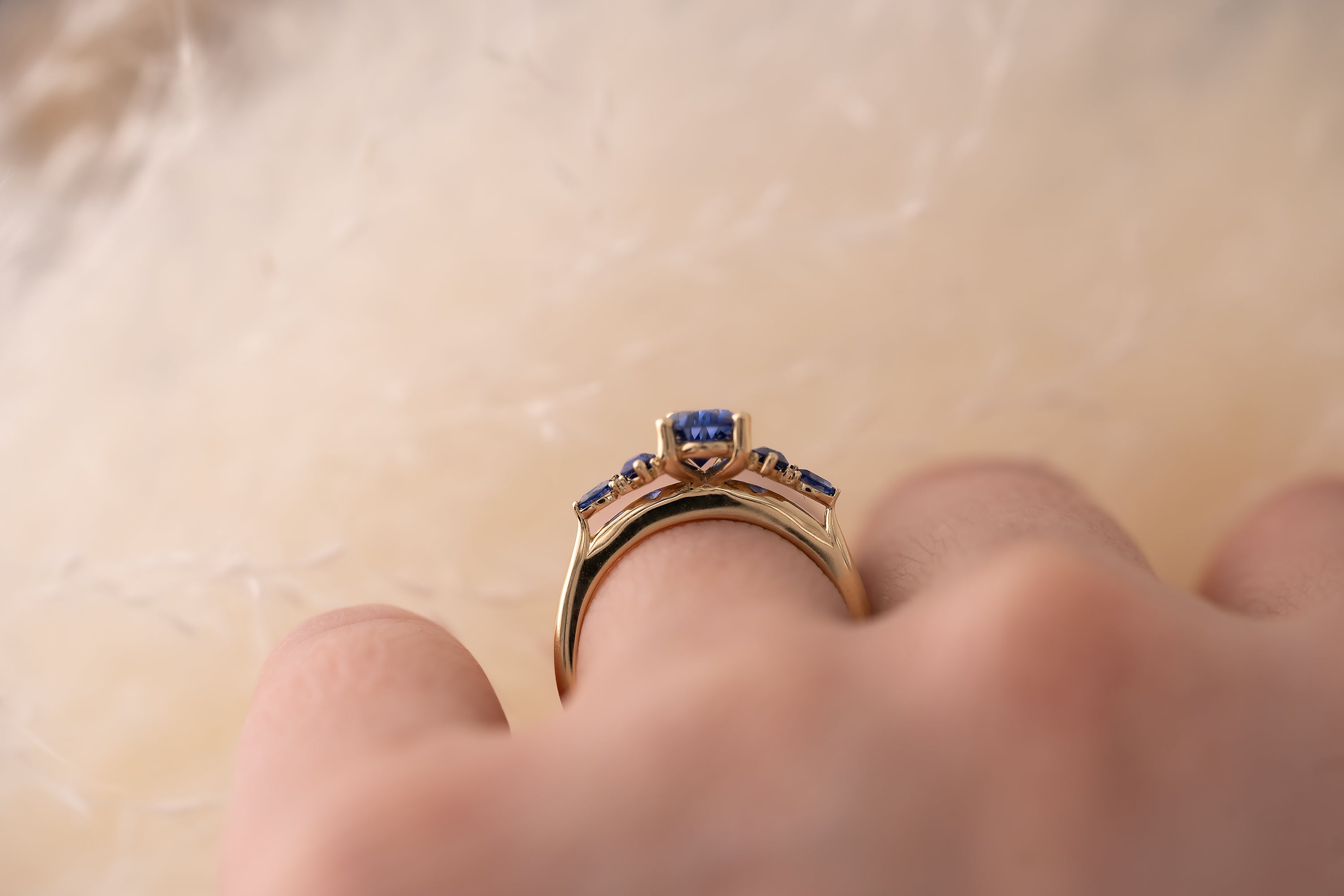 The Maeve 1.1 CT Pear Blue Sapphire Ring - Lavender Creek Gems