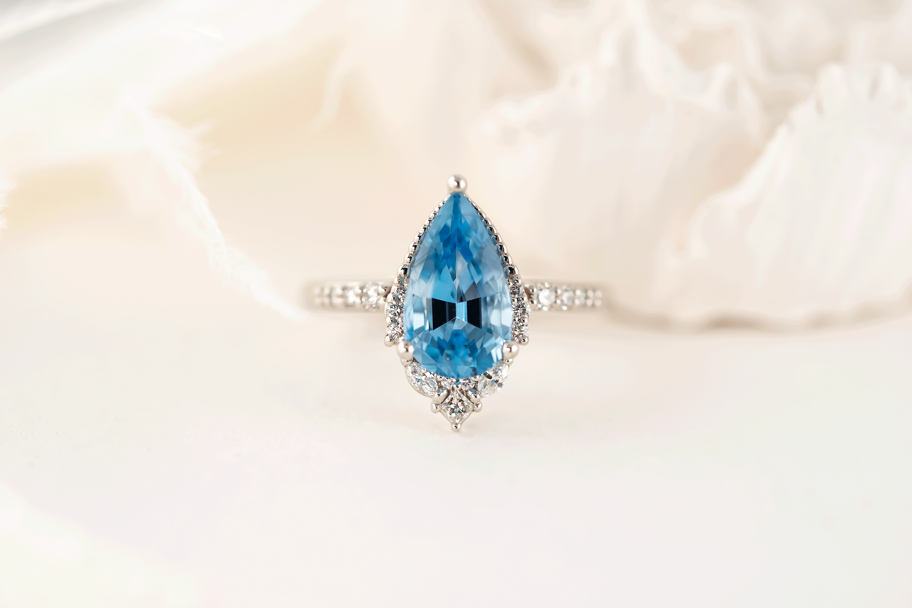 The Charlotte Ring | 1.96 CT Pear Aquamarine - Lavender Creek Gems