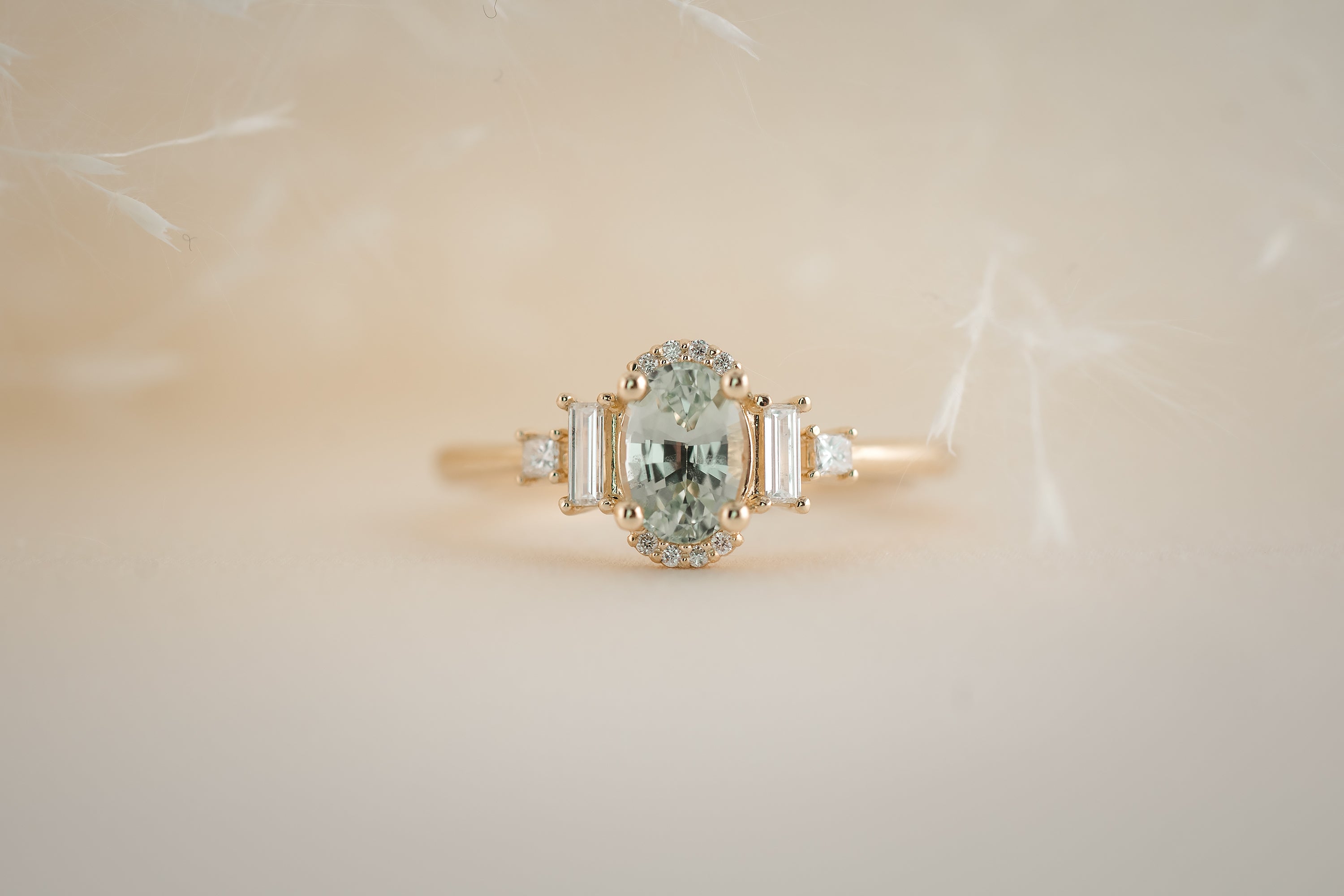 The Sura 0.98 CT Oval Mint Green Sapphire Ring - Lavender Creek Gems