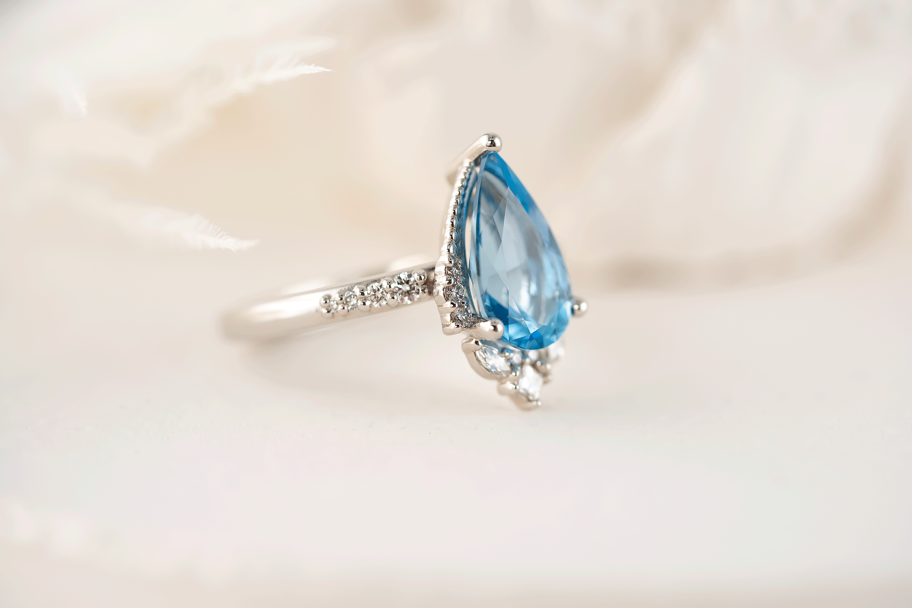 The Charlotte Ring | 1.96 CT Pear Aquamarine - Lavender Creek Gems