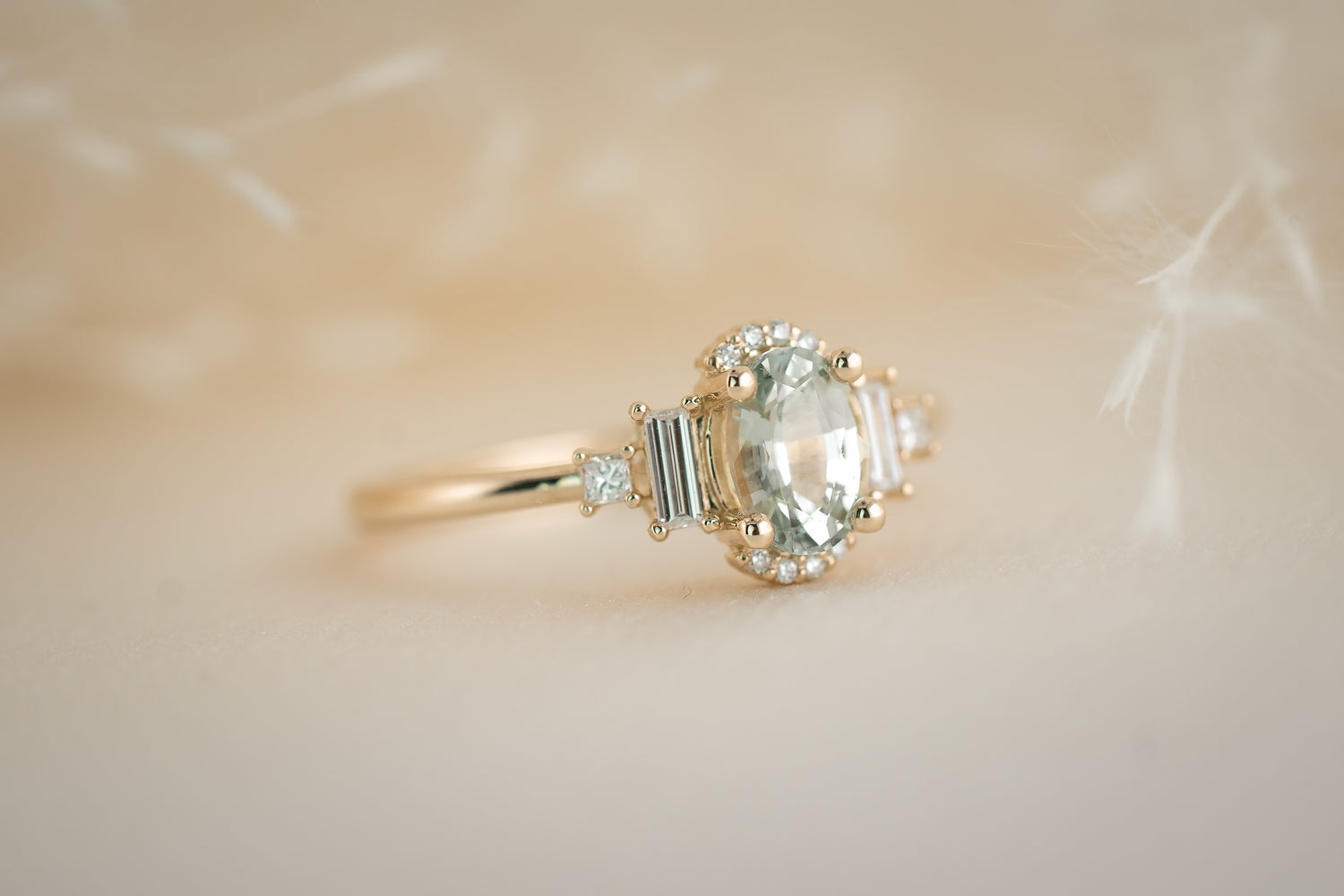 The Sura 0.98 CT Oval Mint Green Sapphire Ring - Lavender Creek Gems