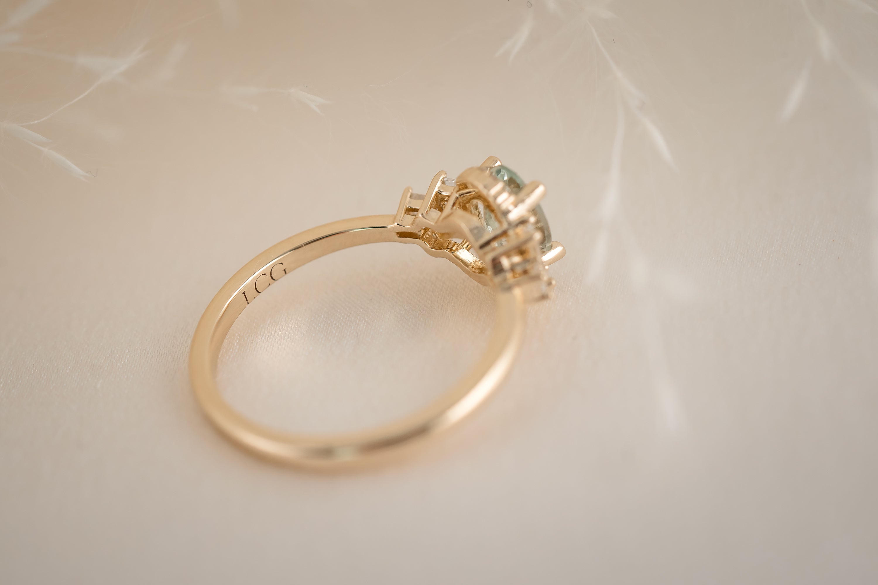 The Sura 0.98 CT Oval Mint Green Sapphire Ring - Lavender Creek Gems