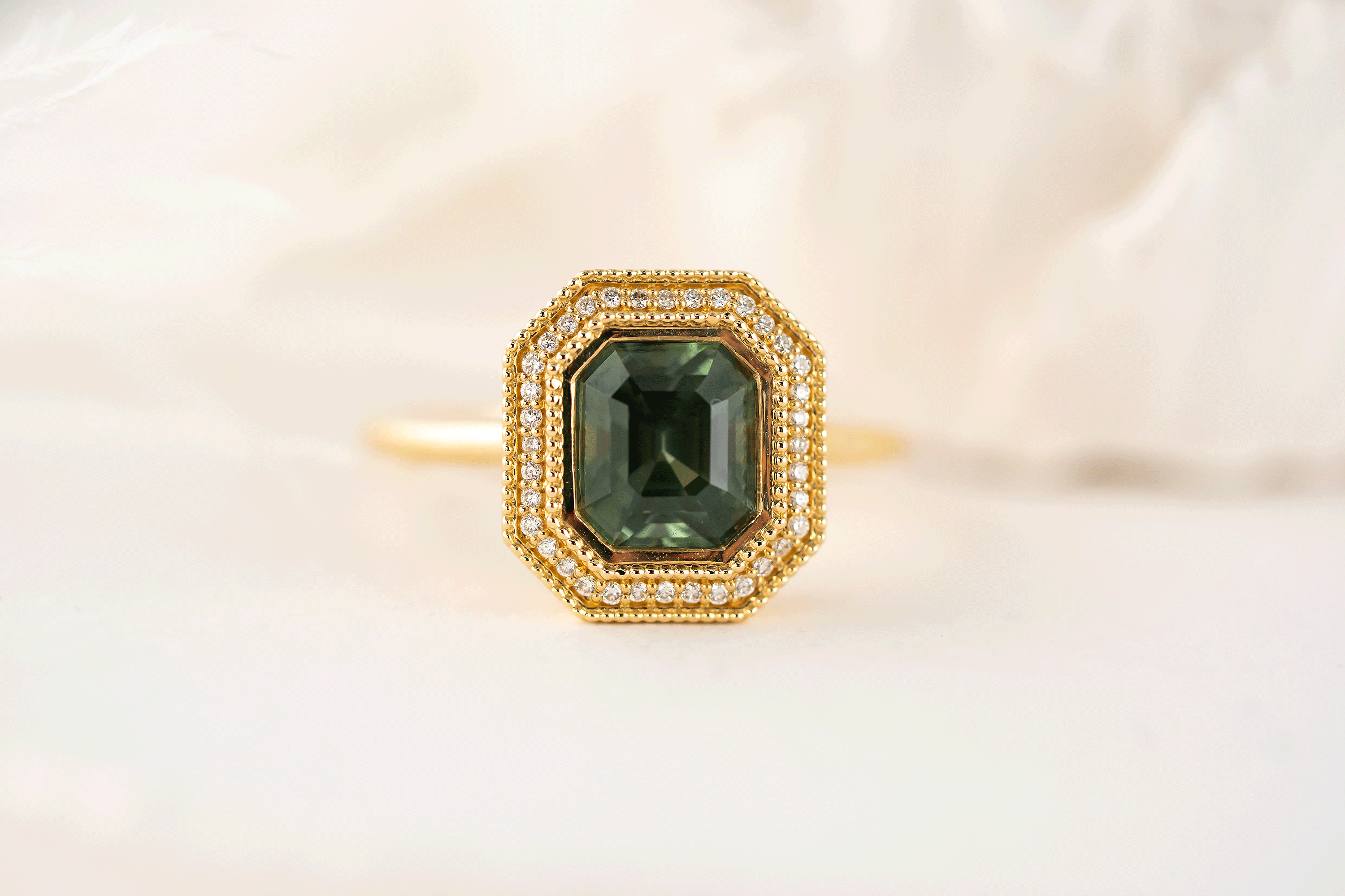 The Satine Ring | 2.16 CT Square Emerald Teal Sapphire - Lavender Creek Gems