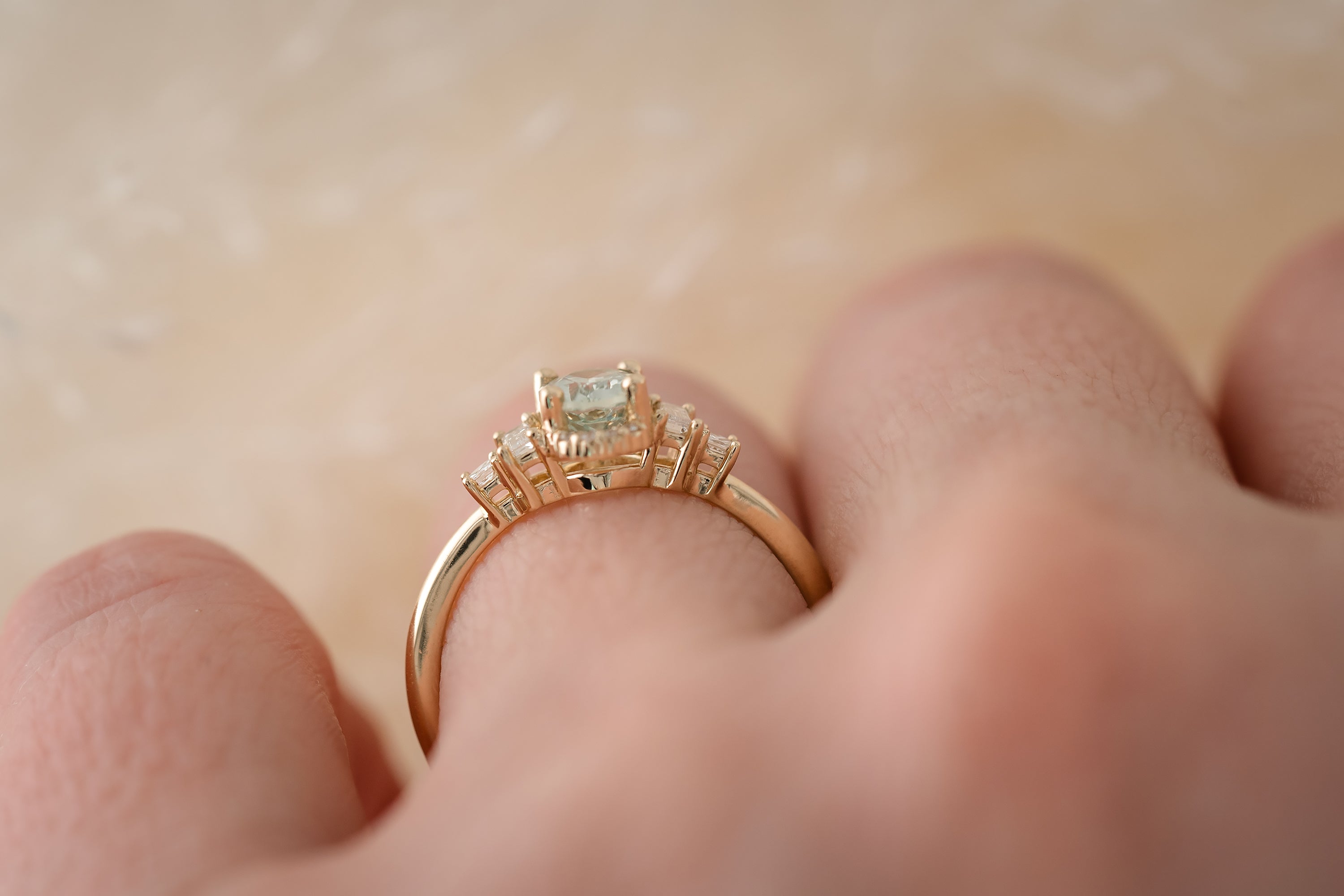 The Sura 0.98 CT Oval Mint Green Sapphire Ring - Lavender Creek Gems