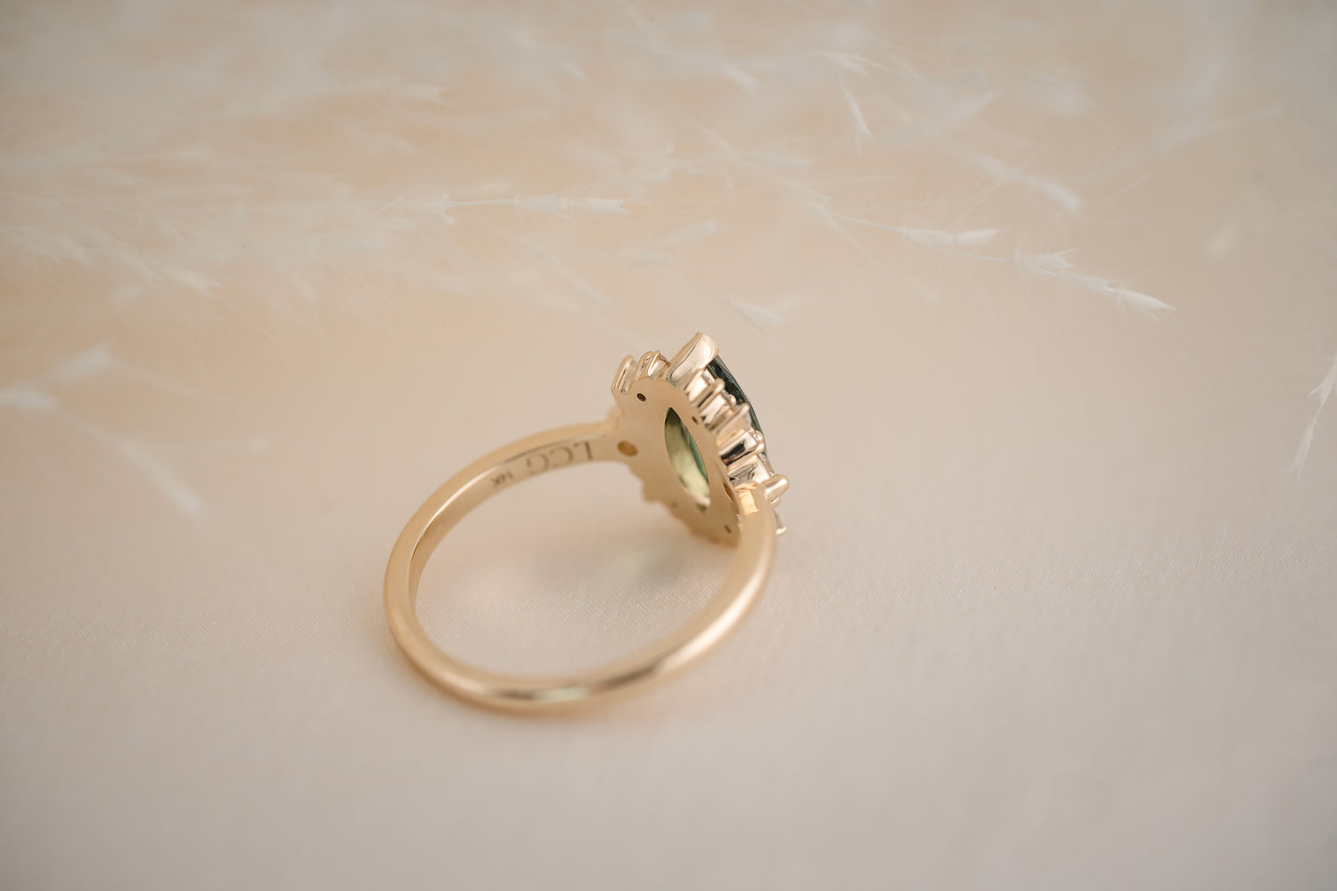 The Eleanor 1.46 CT Marquise Green Sapphire Ring - Lavender Creek Gems