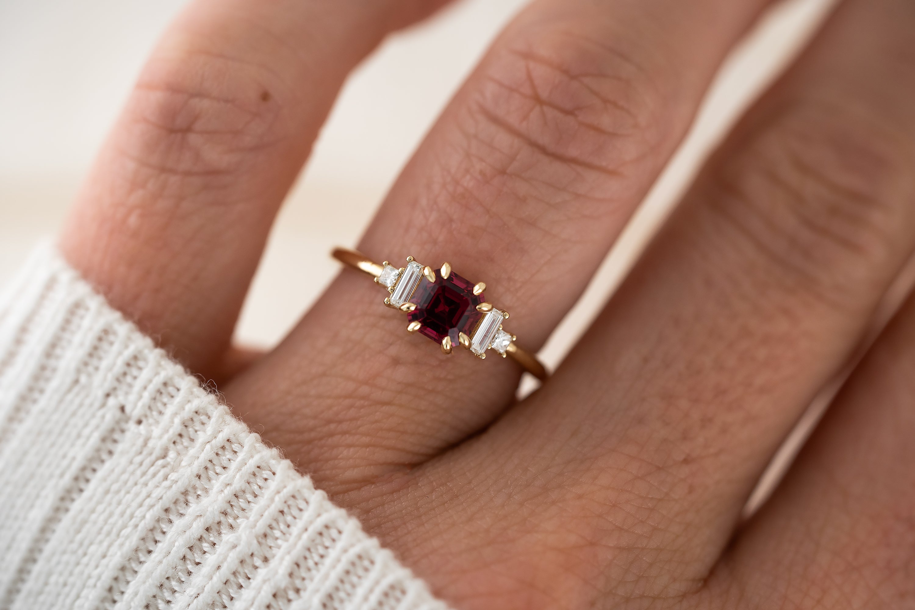 The Mira Ring | 0.98 CT Asscher Red Spinel - Lavender Creek Gems