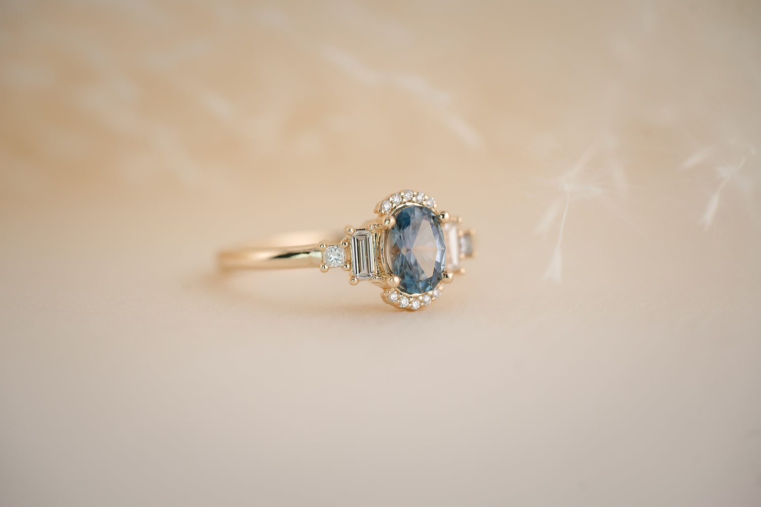 The Sura 0.72 CT Oval Blue Sapphire Ring - Lavender Creek Gems