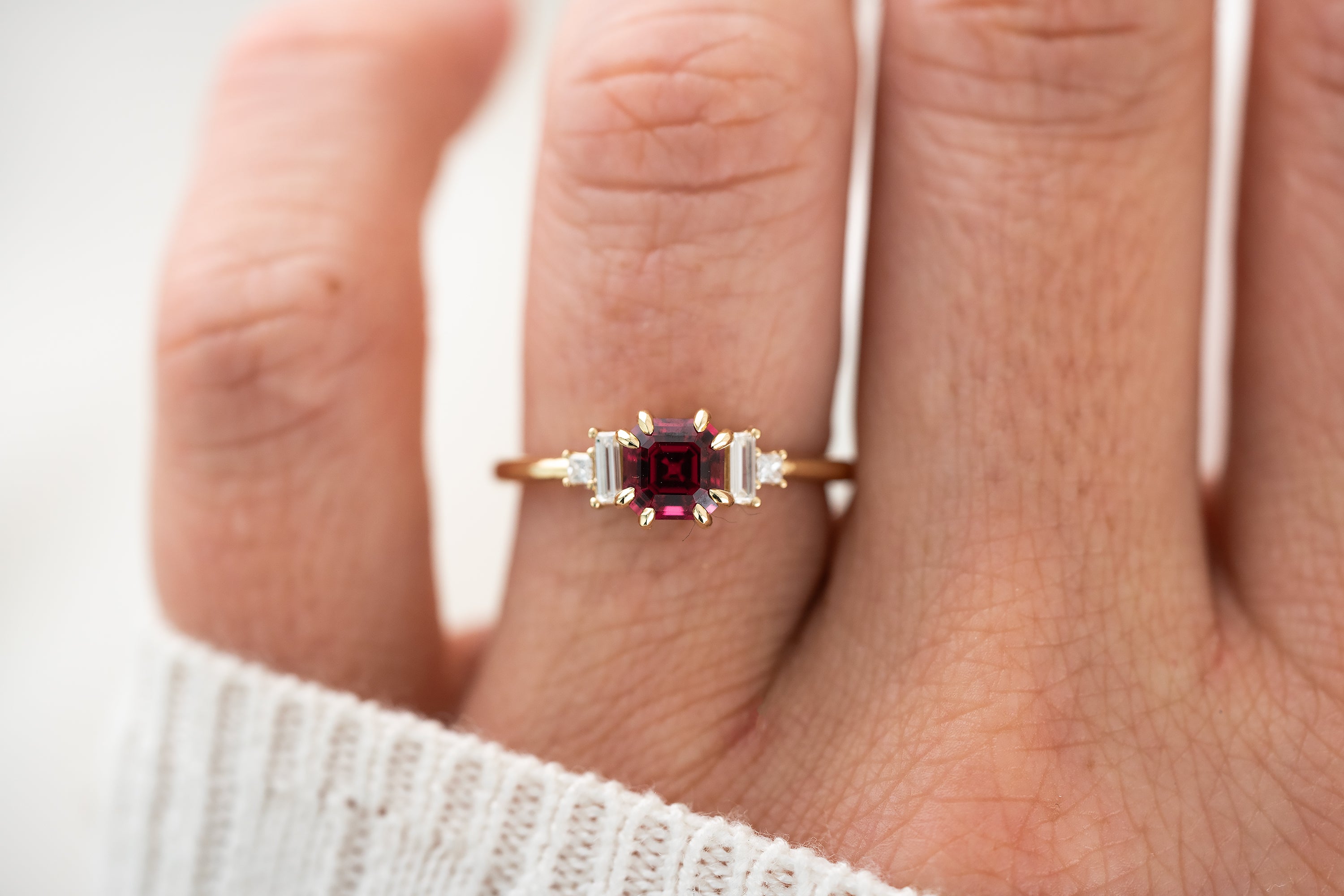 The Mira Ring | 0.98 CT Asscher Red Spinel - Lavender Creek Gems