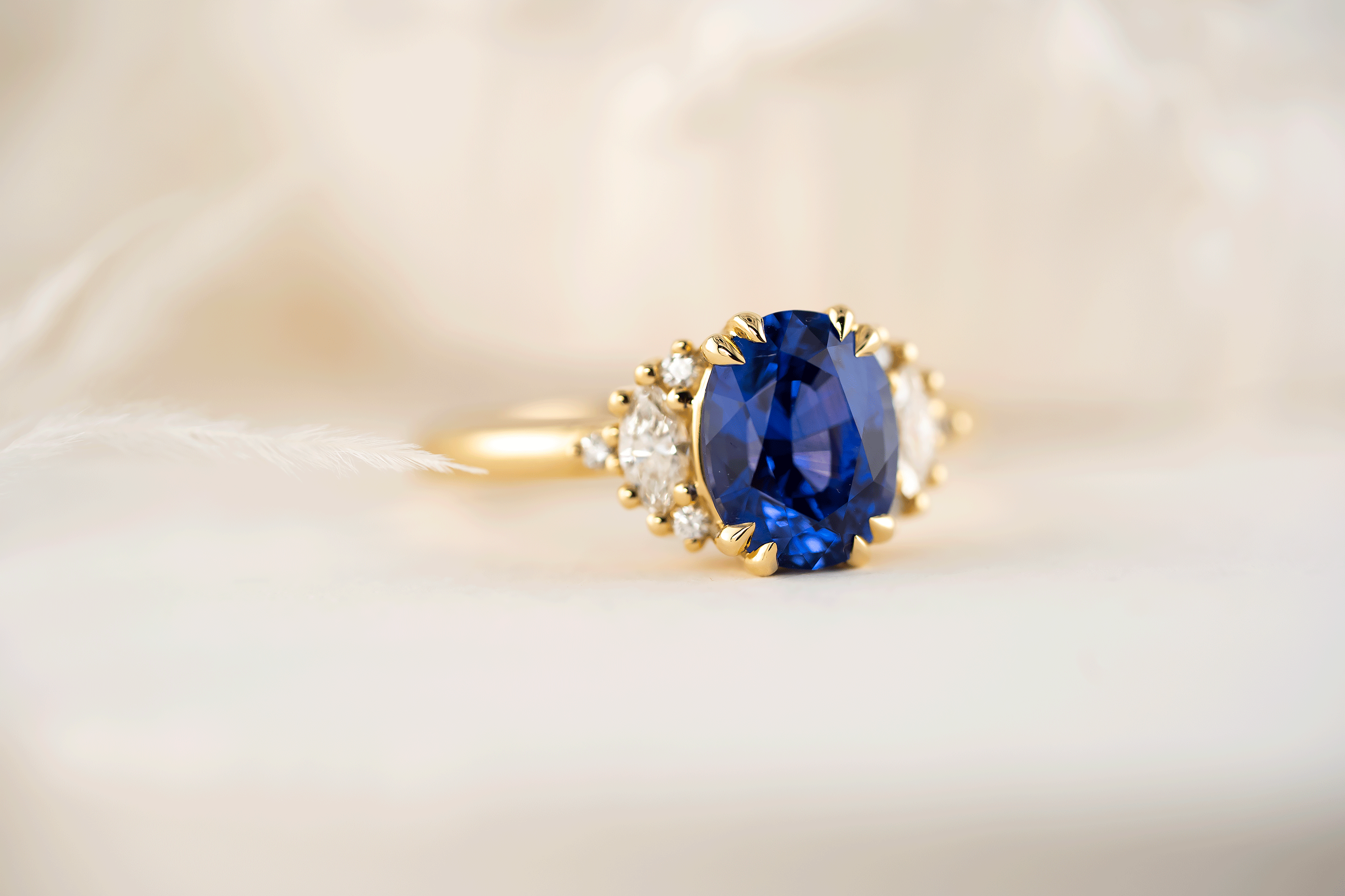 The Maren Ring | 2.6 CT Royal Blue Oval Sapphire - Lavender Creek Gems