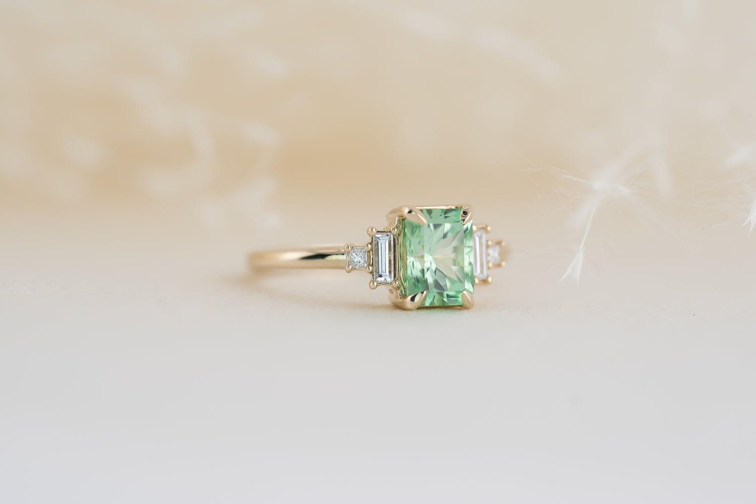 The Mira 1.65 CT Radiant Merelani Mint Garnet Ring - Lavender Creek Gems