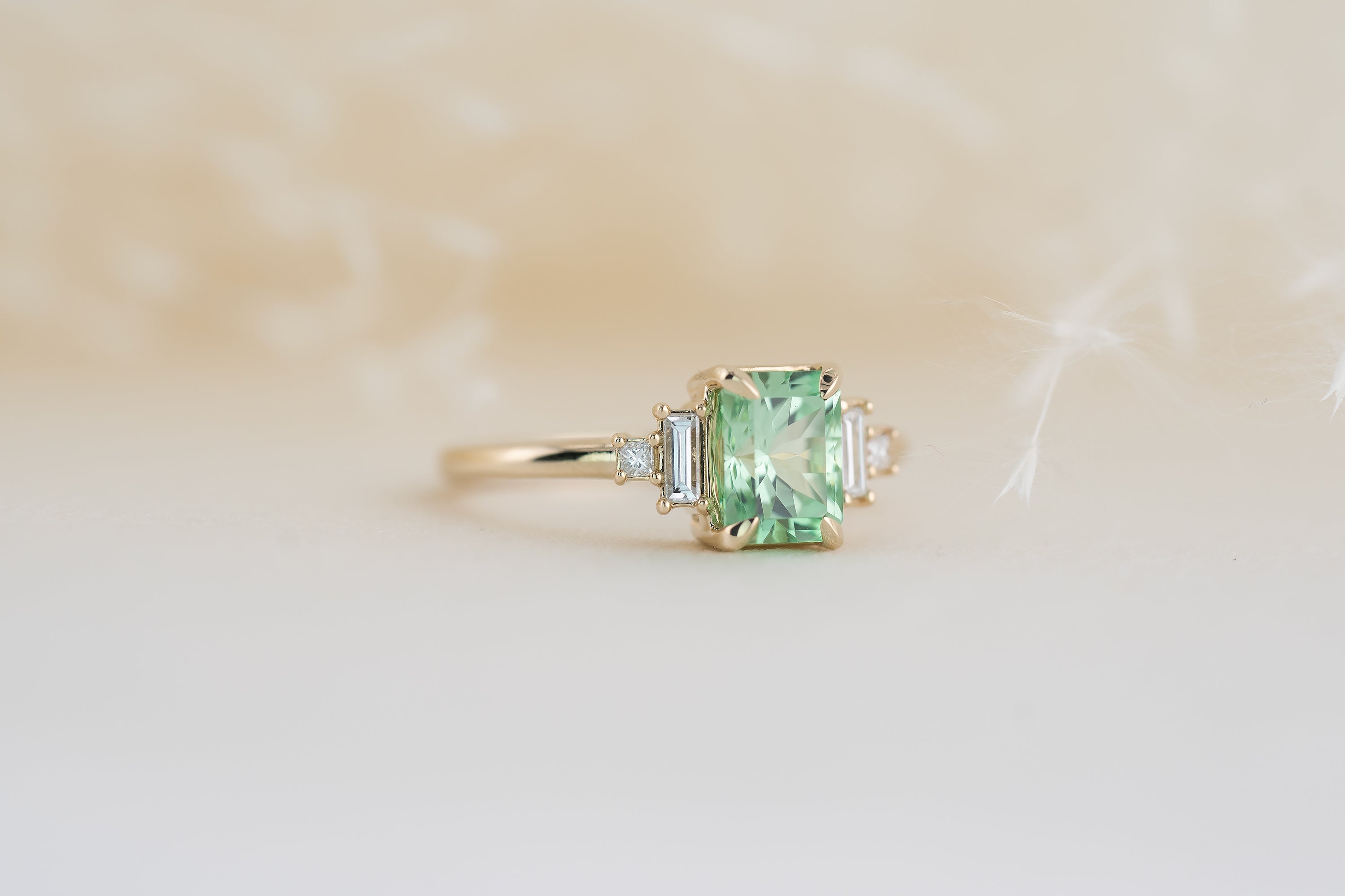 The Mira 1.65 CT Radiant Merelani Mint Garnet Ring - Lavender Creek Gems