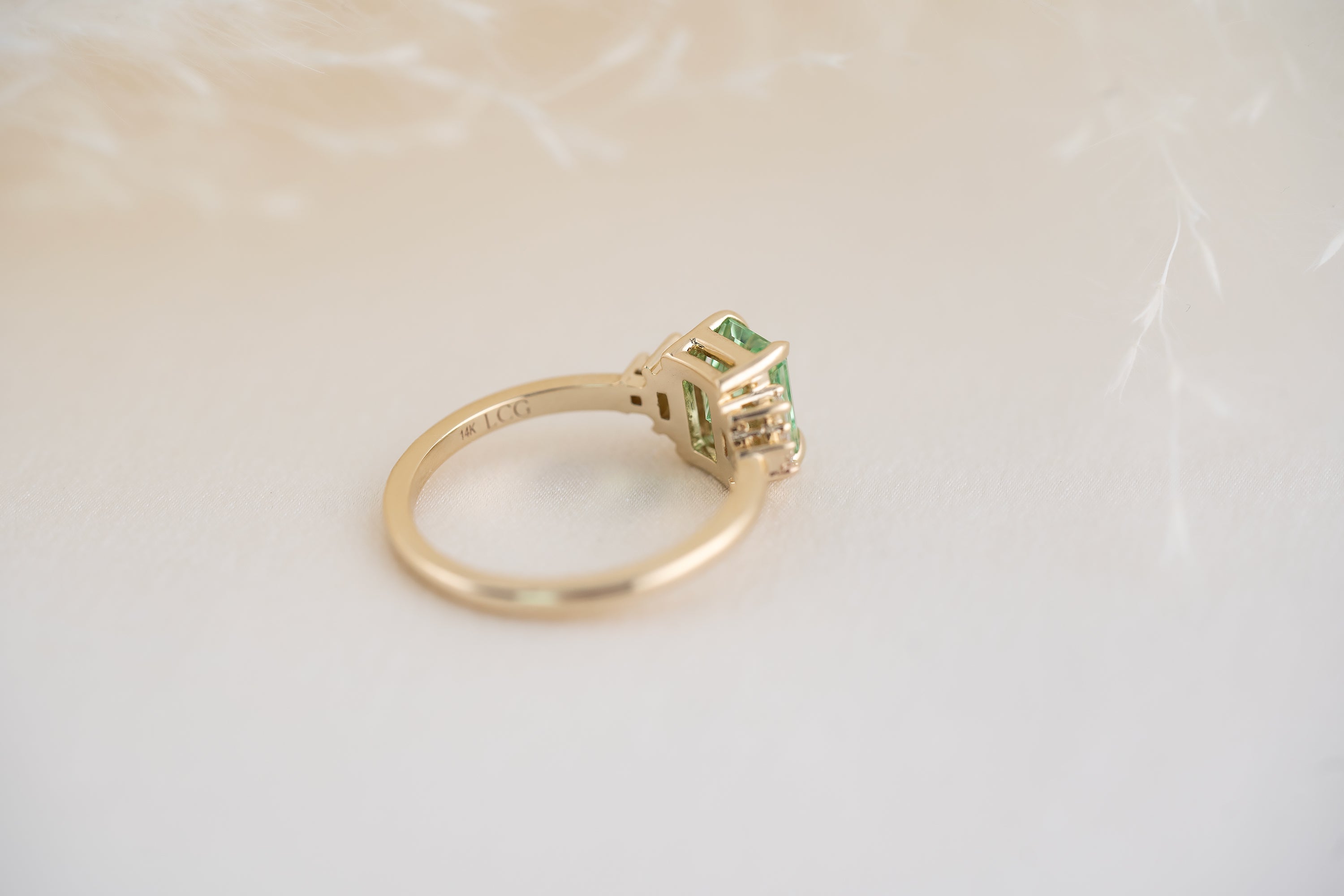 The Mira 1.65 CT Radiant Merelani Mint Garnet Ring - Lavender Creek Gems