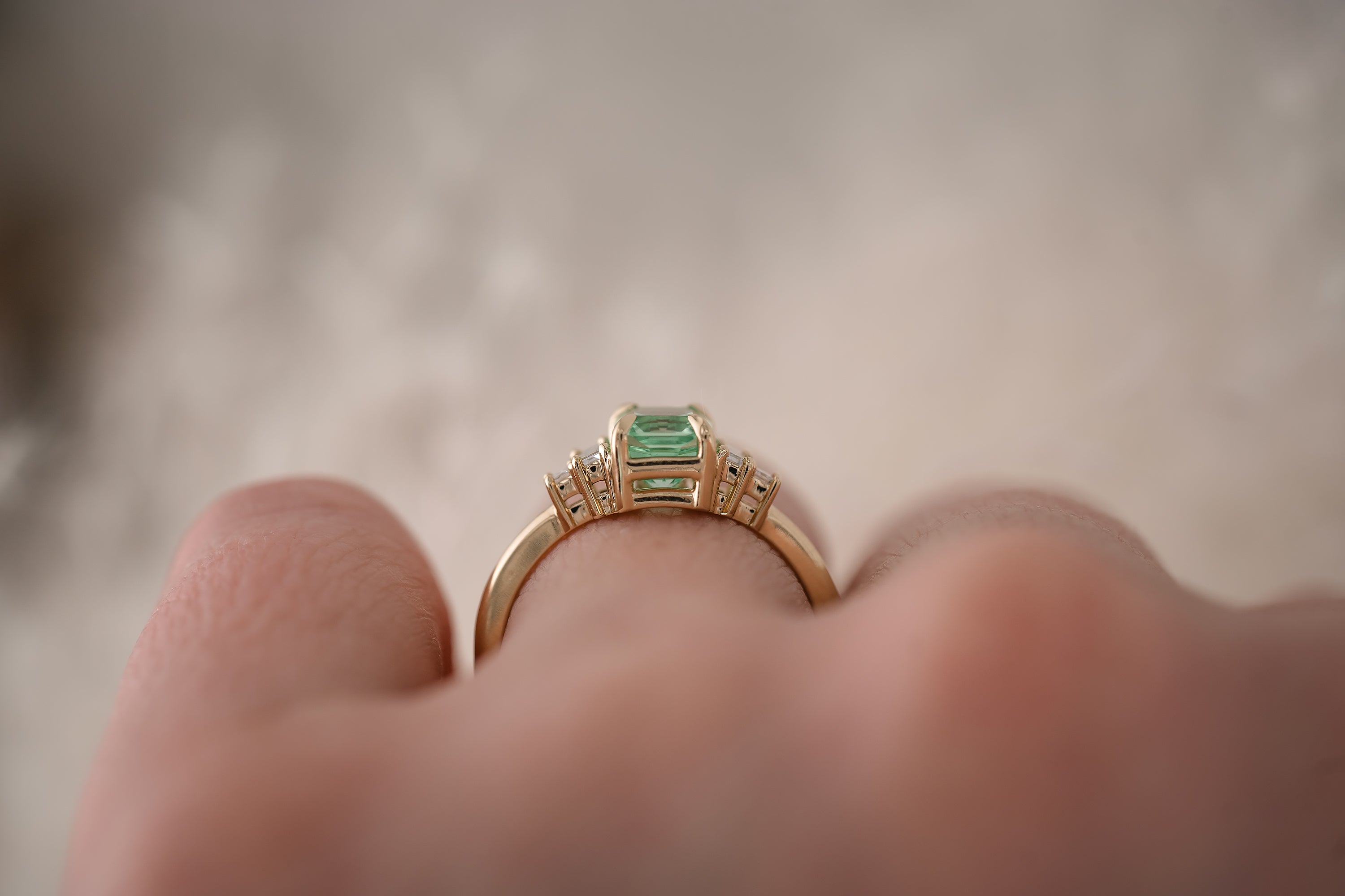 The Mira 1.65 CT Radiant Merelani Mint Garnet Ring - Lavender Creek Gems
