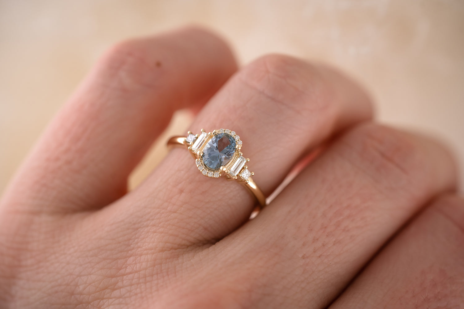 The Sura 0.72 CT Oval Blue Sapphire Ring - Lavender Creek Gems