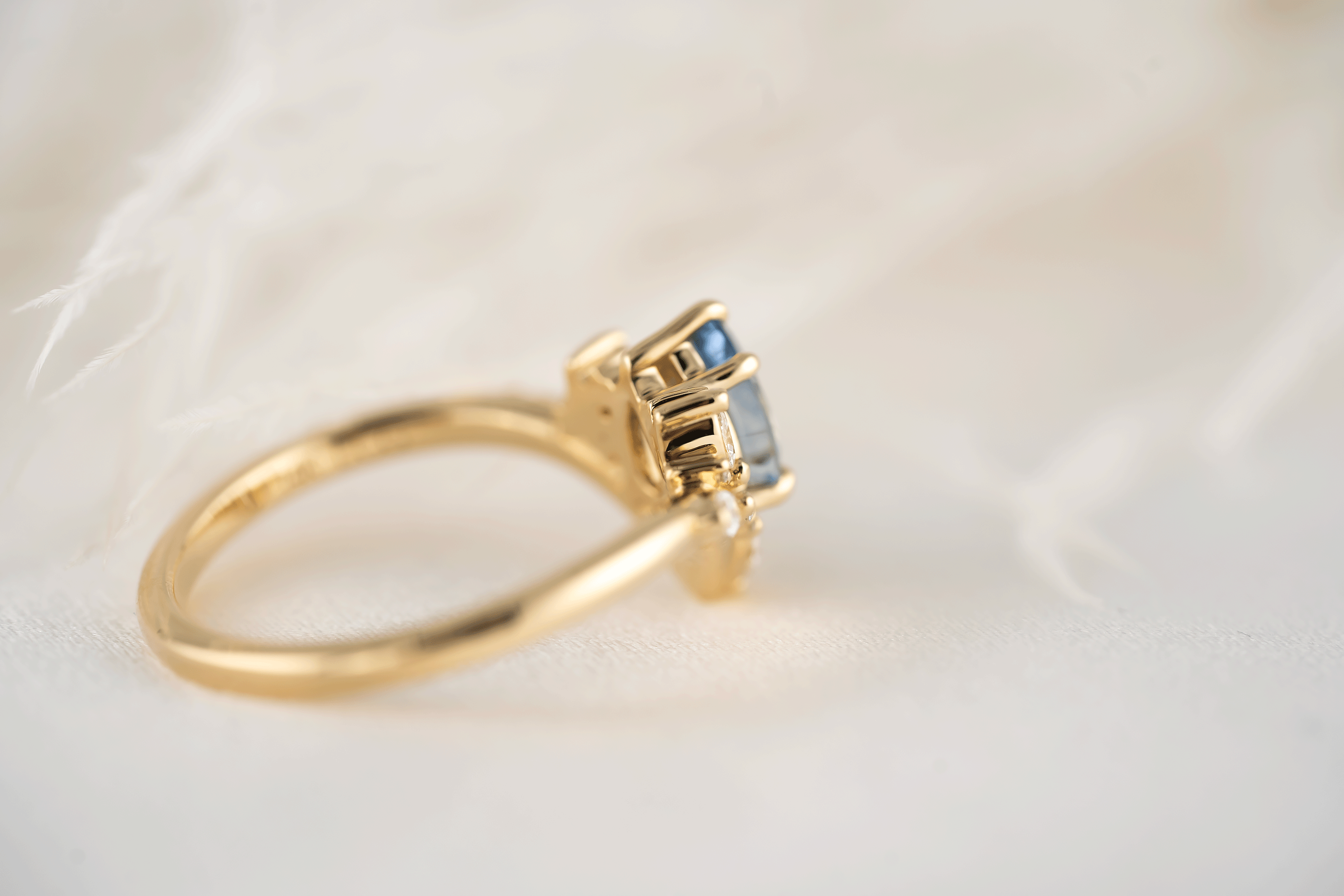 The Aurora Ring | 0.88 CT Pear Blue Sapphire - Lavender Creek Gems