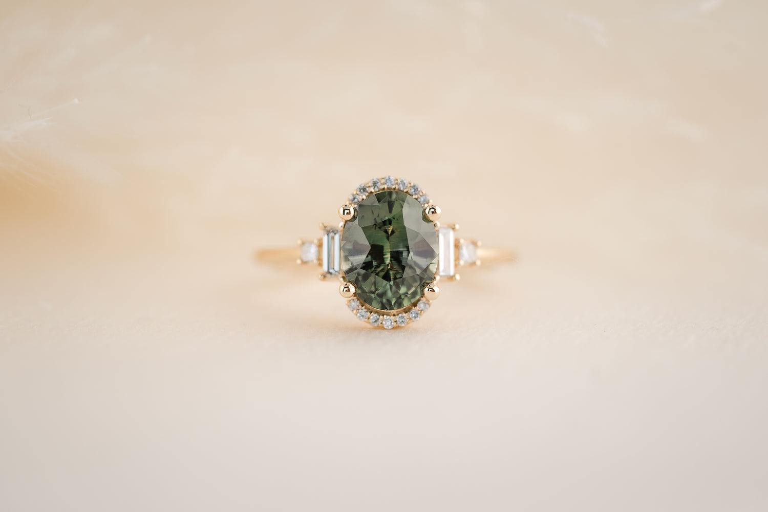 The Sura 2.22 CT Oval Forest Green Sapphire Ring - Lavender Creek Gems