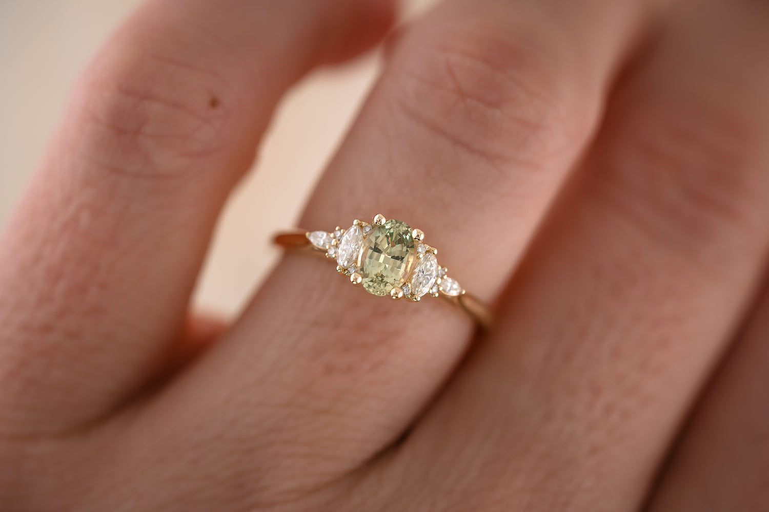 The Maeve 0.80 CT Oval Mint Green Sapphire Ring - Lavender Creek Gems
