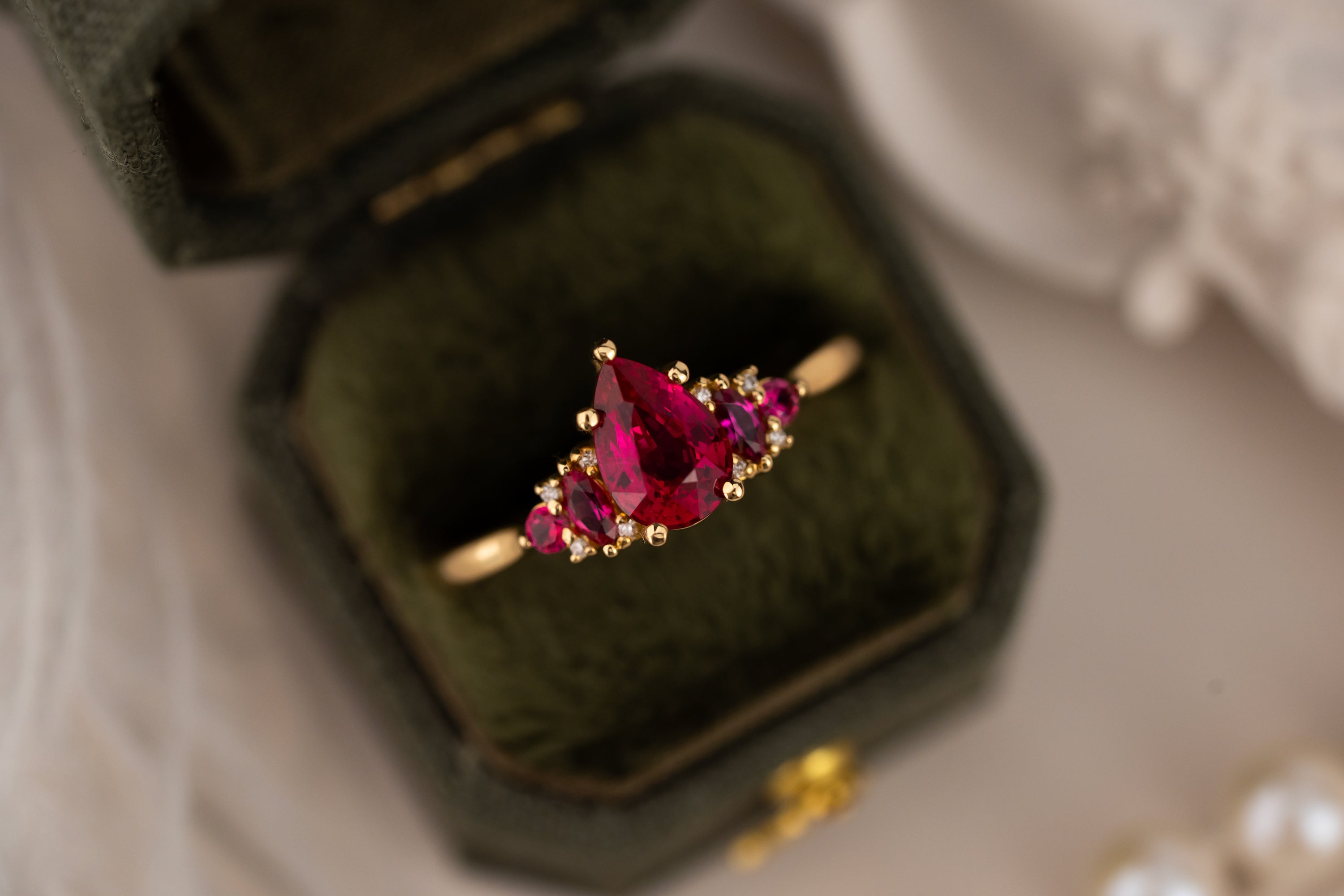The Modified Maeve Ring | Ruby Wedding Set - GIA Certified - Lavender Creek Gems