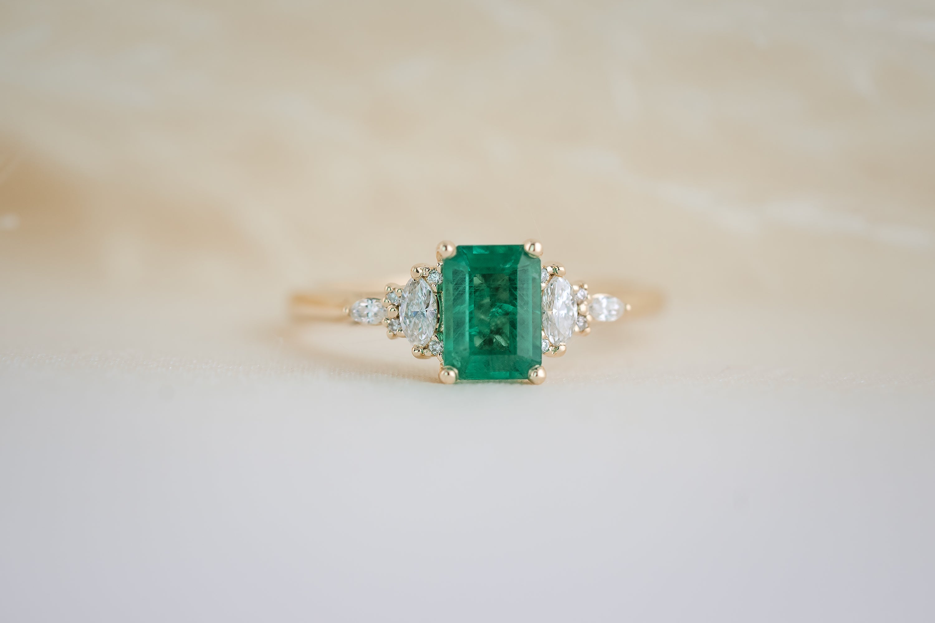 The Maeve 0.83 CT Emerald Cut Emerald Ring - Lavender Creek Gems