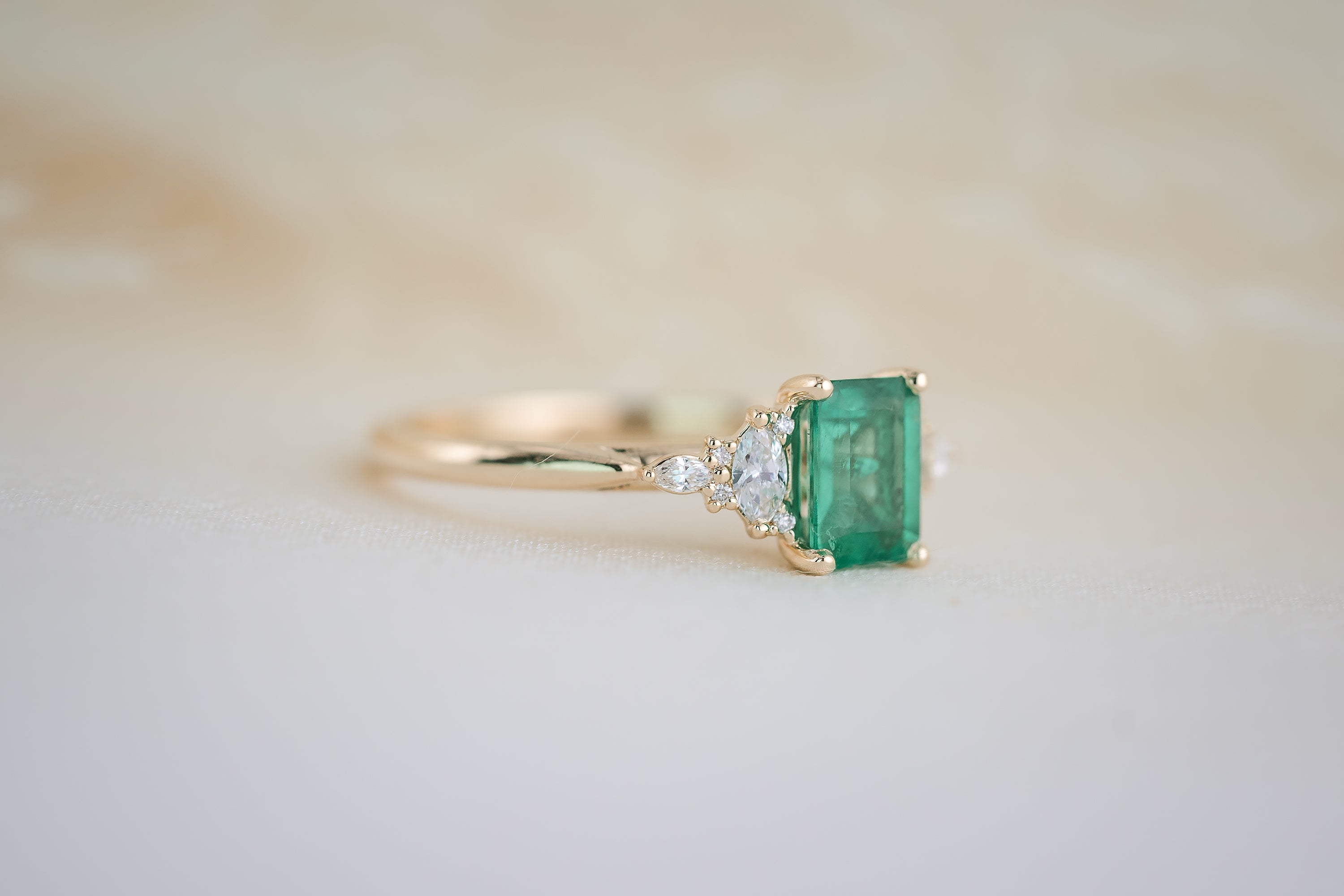 The Maeve 0.83 CT Emerald Cut Emerald Ring - Lavender Creek Gems