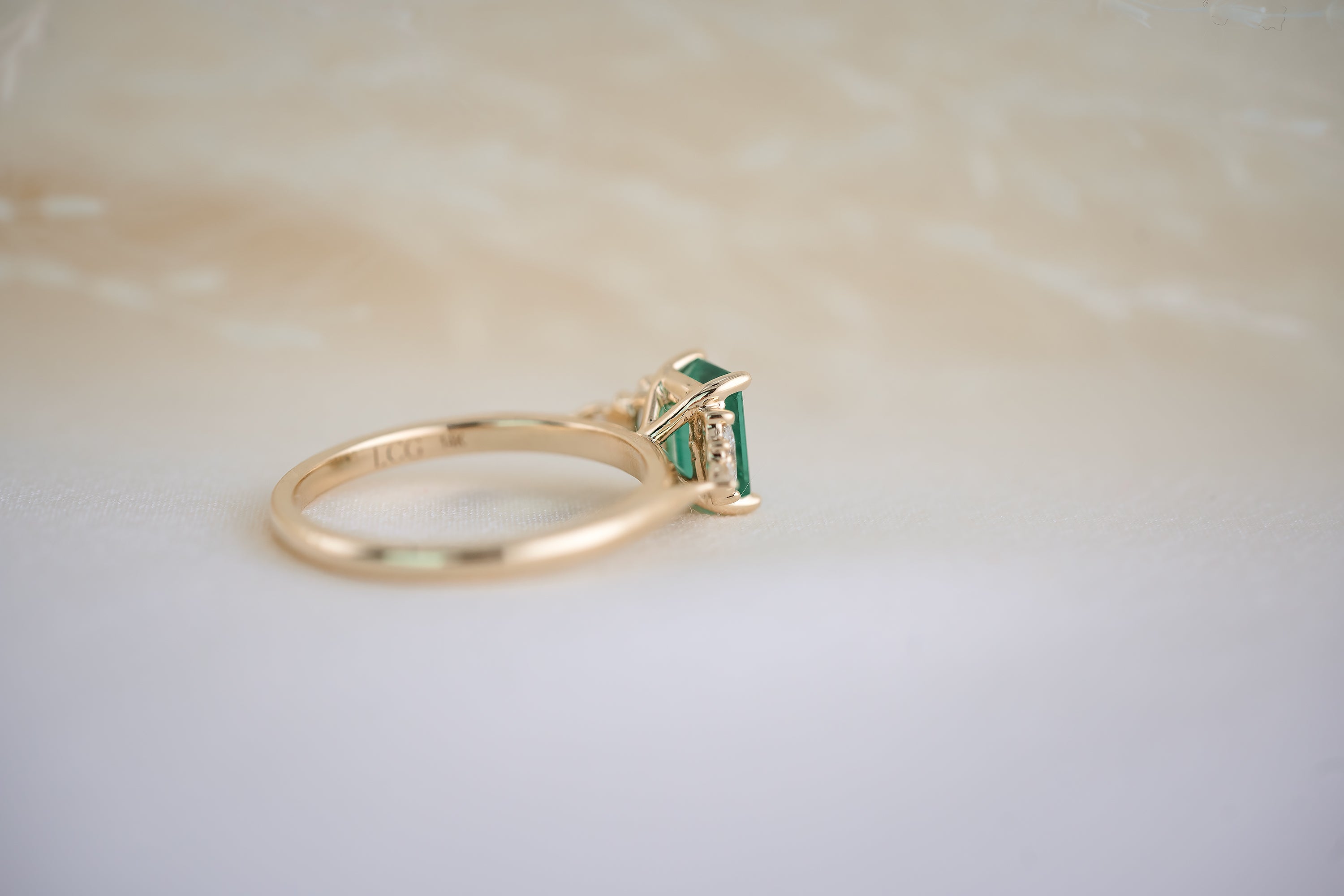 The Maeve 0.83 CT Emerald Cut Emerald Ring - Lavender Creek Gems