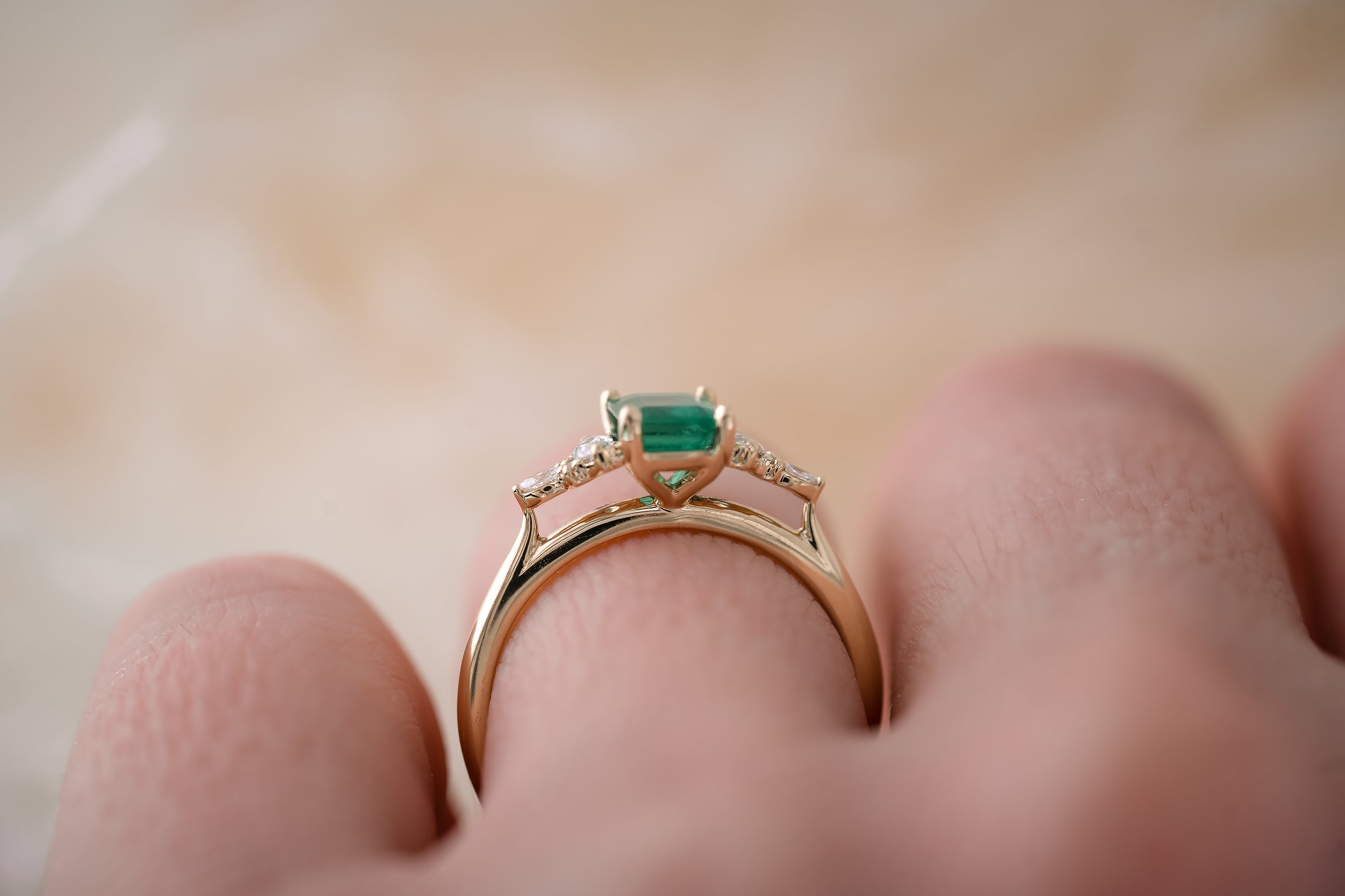 The Maeve 0.83 CT Emerald Cut Emerald Ring - Lavender Creek Gems