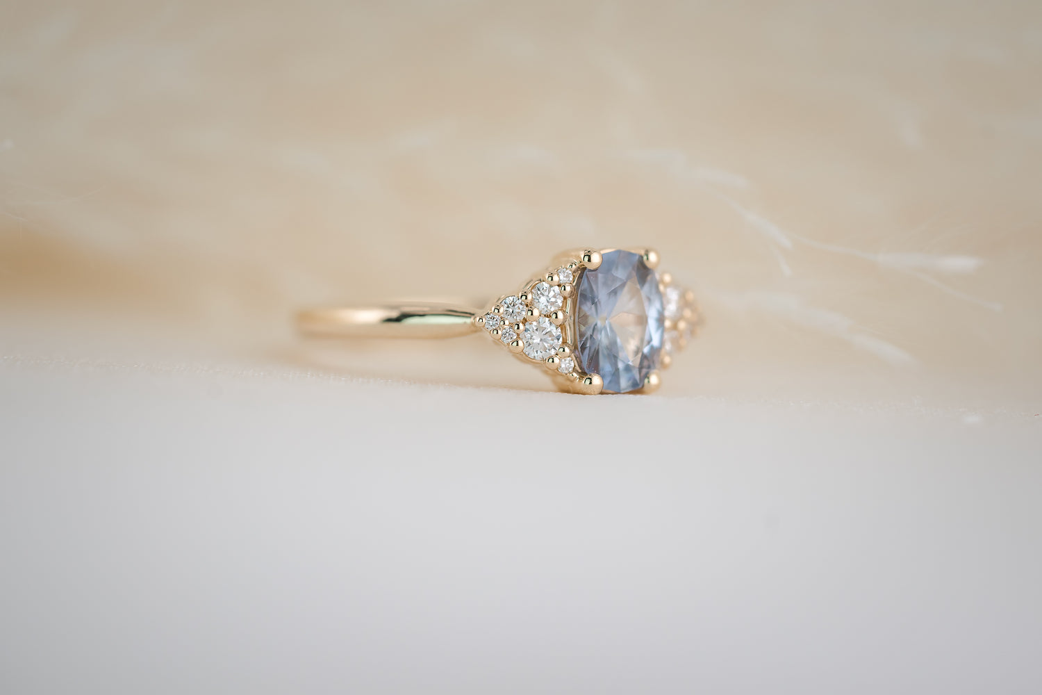 The Tiny Bubbles Ring - 0.85 CT Oval Periwinkle Sapphire - Lavender Creek Gems