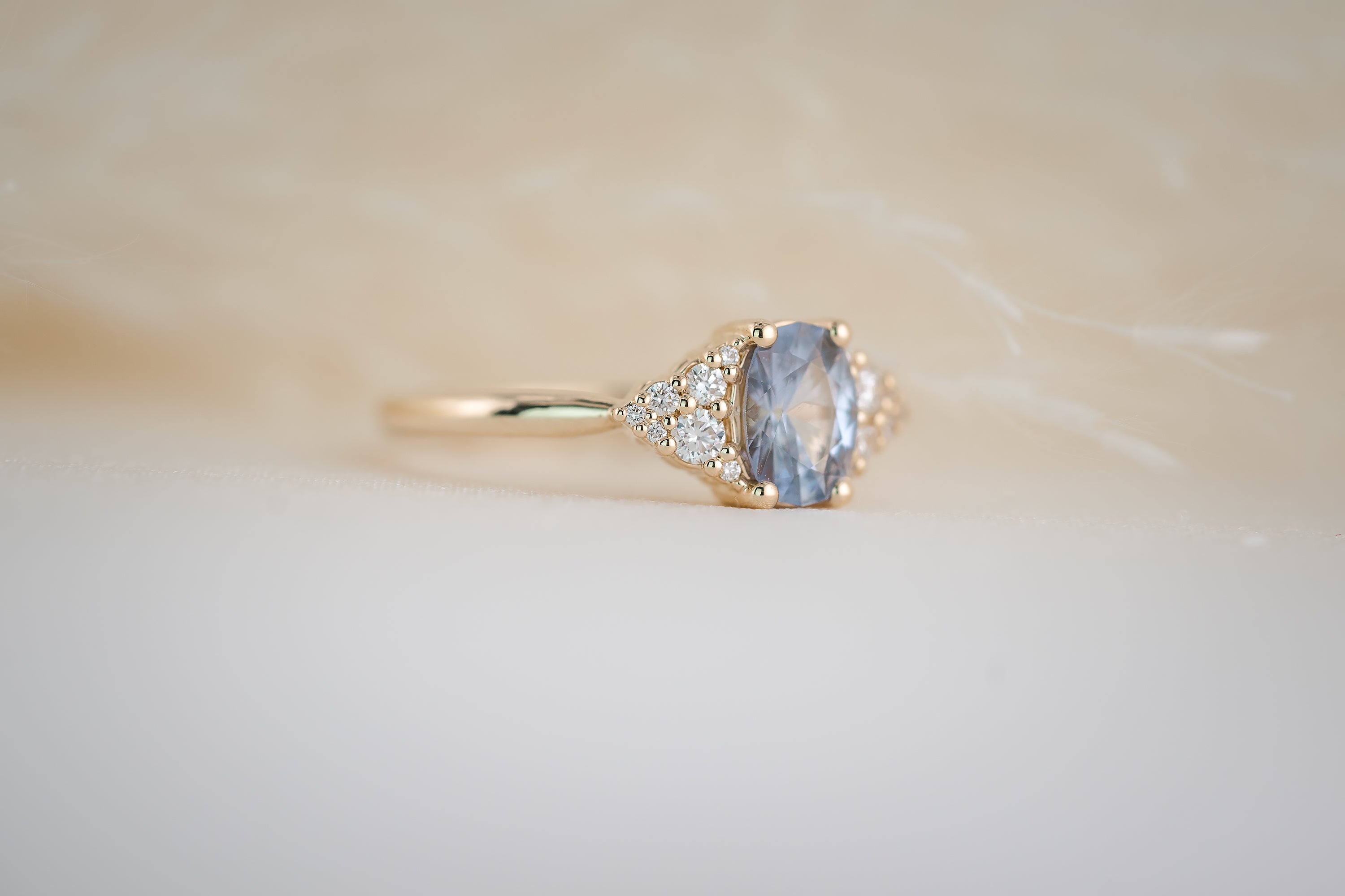 The Tiny Bubbles Ring - 0.85 CT Oval Periwinkle Sapphire - Lavender Creek Gems