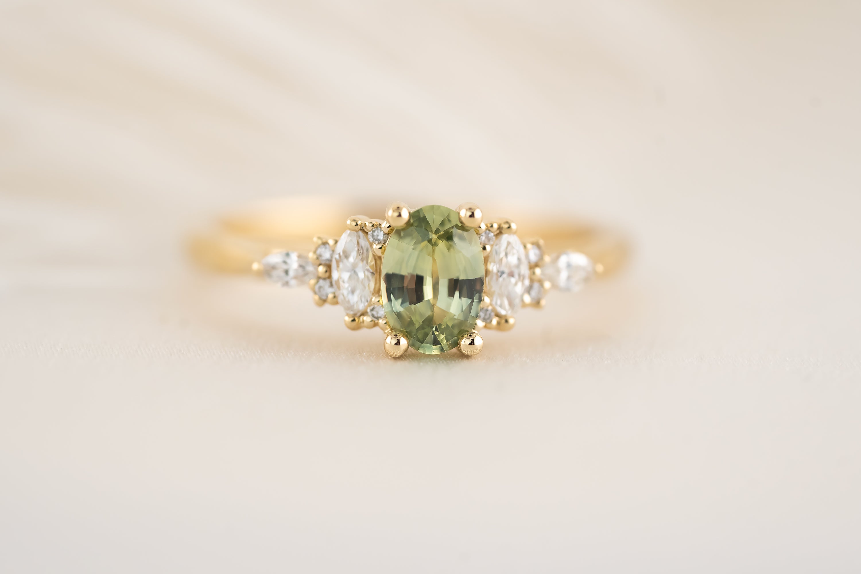 The Maeve Ring  - 0.62 CT Oval Mint Green Sapphire - Lavender Creek Gems