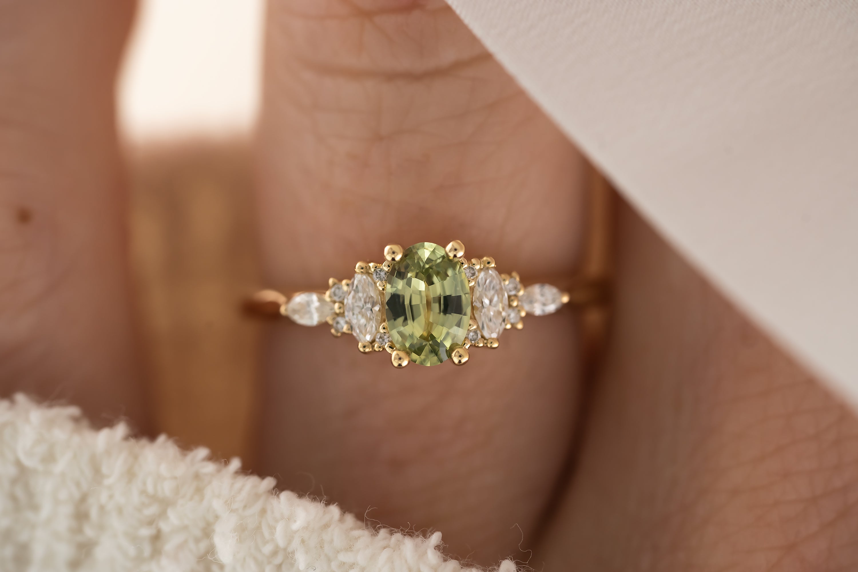 The Maeve Ring  - 0.62 CT Oval Mint Green Sapphire - Lavender Creek Gems