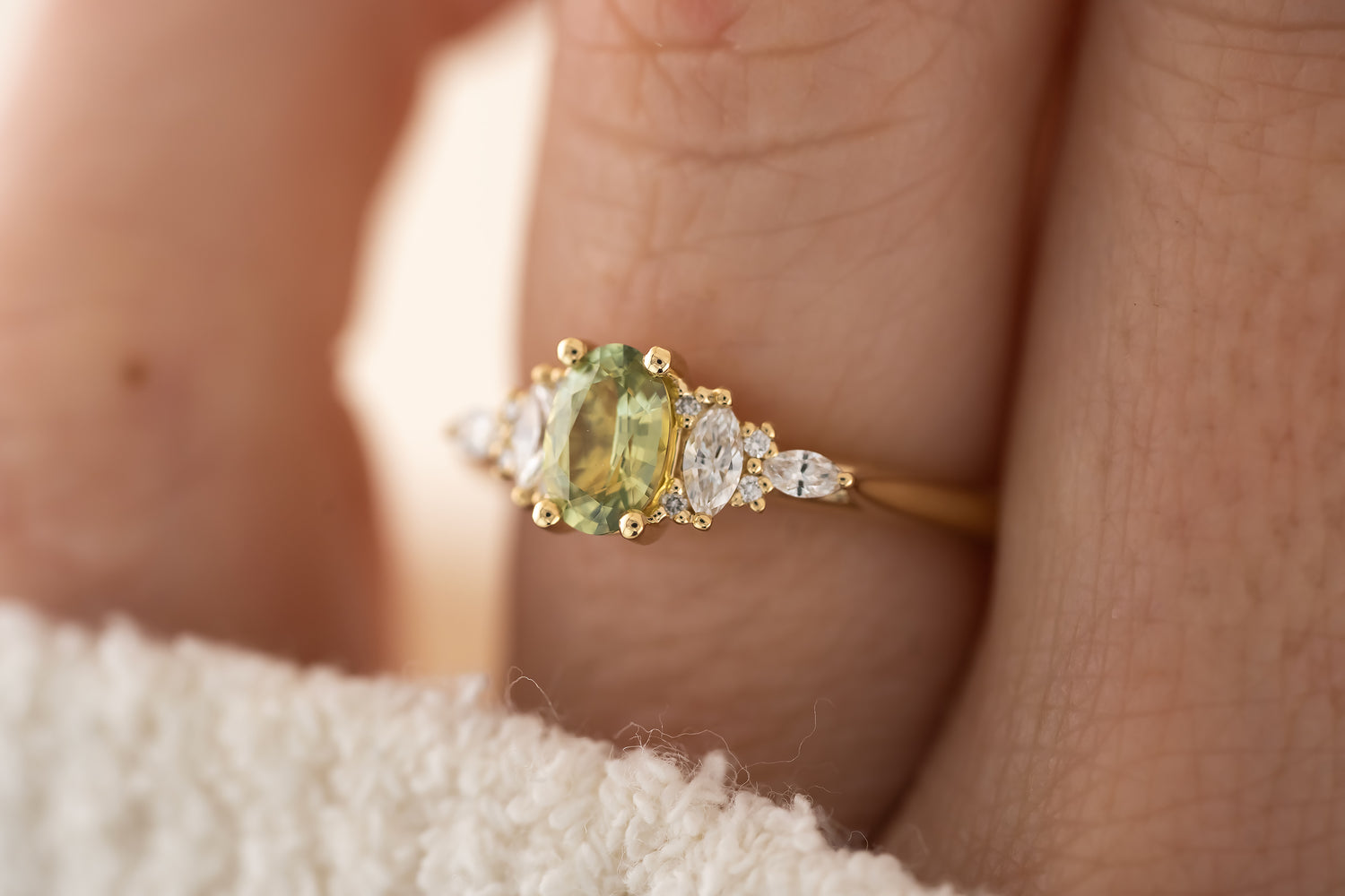 The Maeve Ring  - 0.62 CT Oval Mint Green Sapphire - Lavender Creek Gems
