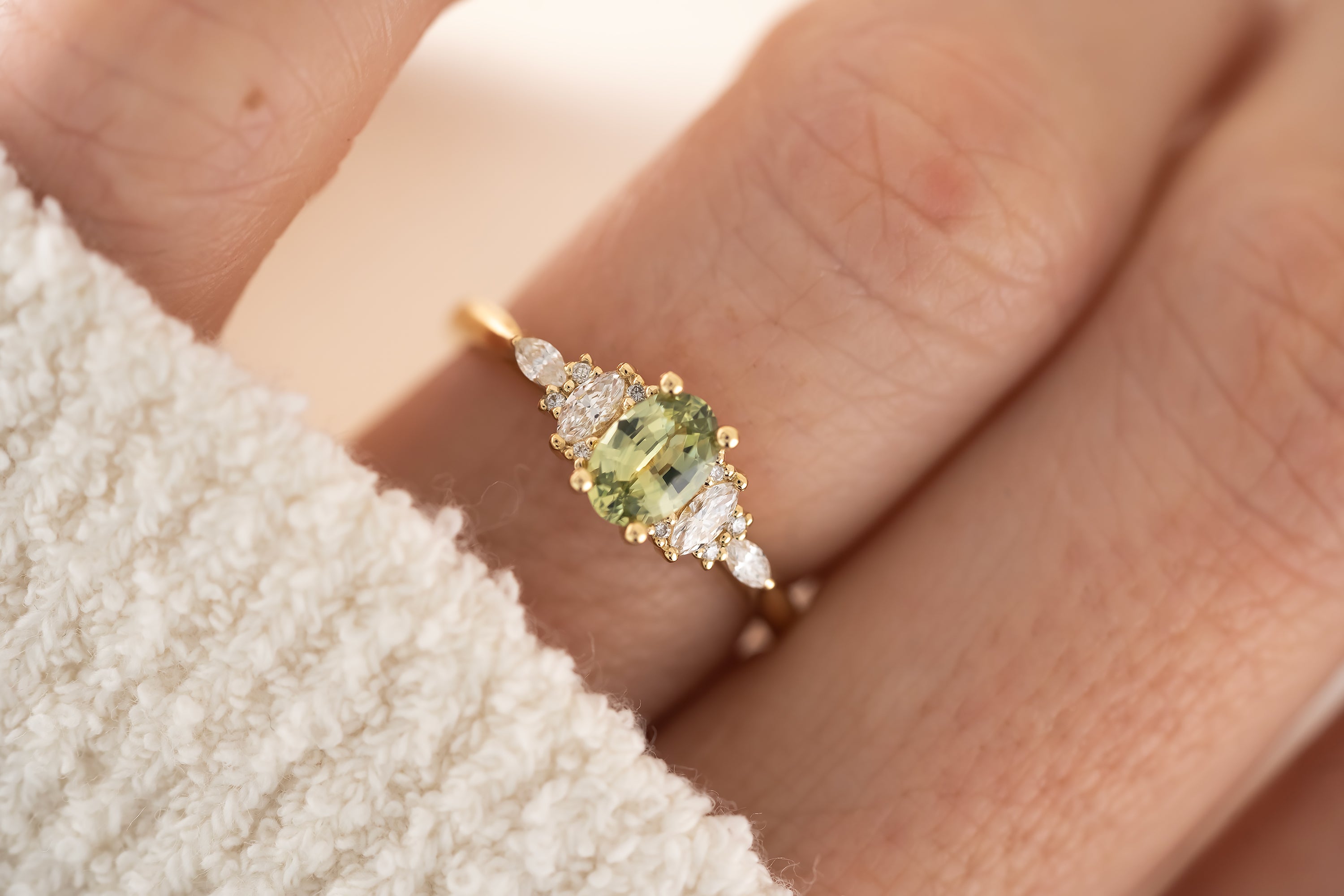 The Maeve Ring  - 0.62 CT Oval Mint Green Sapphire - Lavender Creek Gems