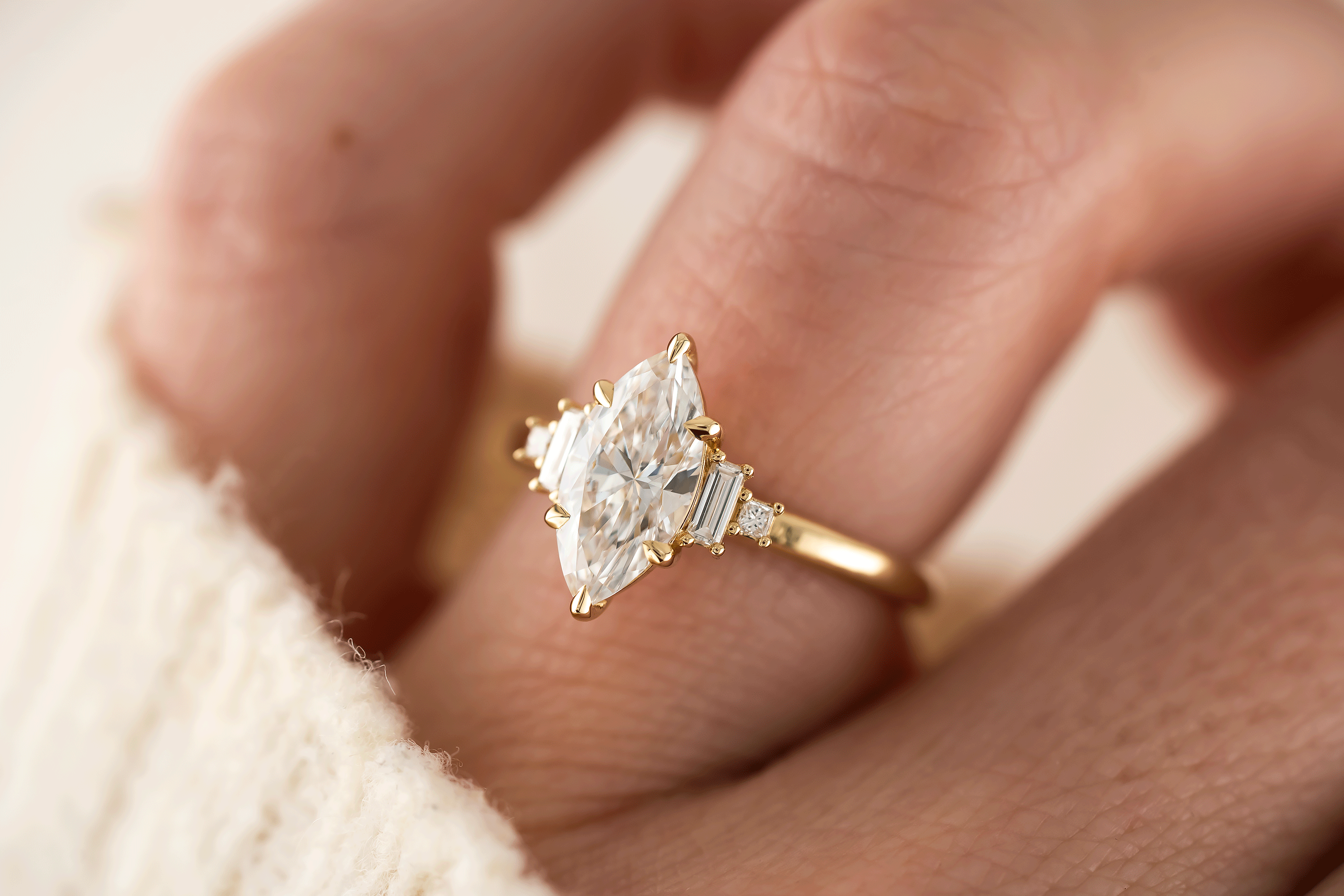 The Mira Ring | Marquise Diamond (High Set) - Lavender Creek Gems