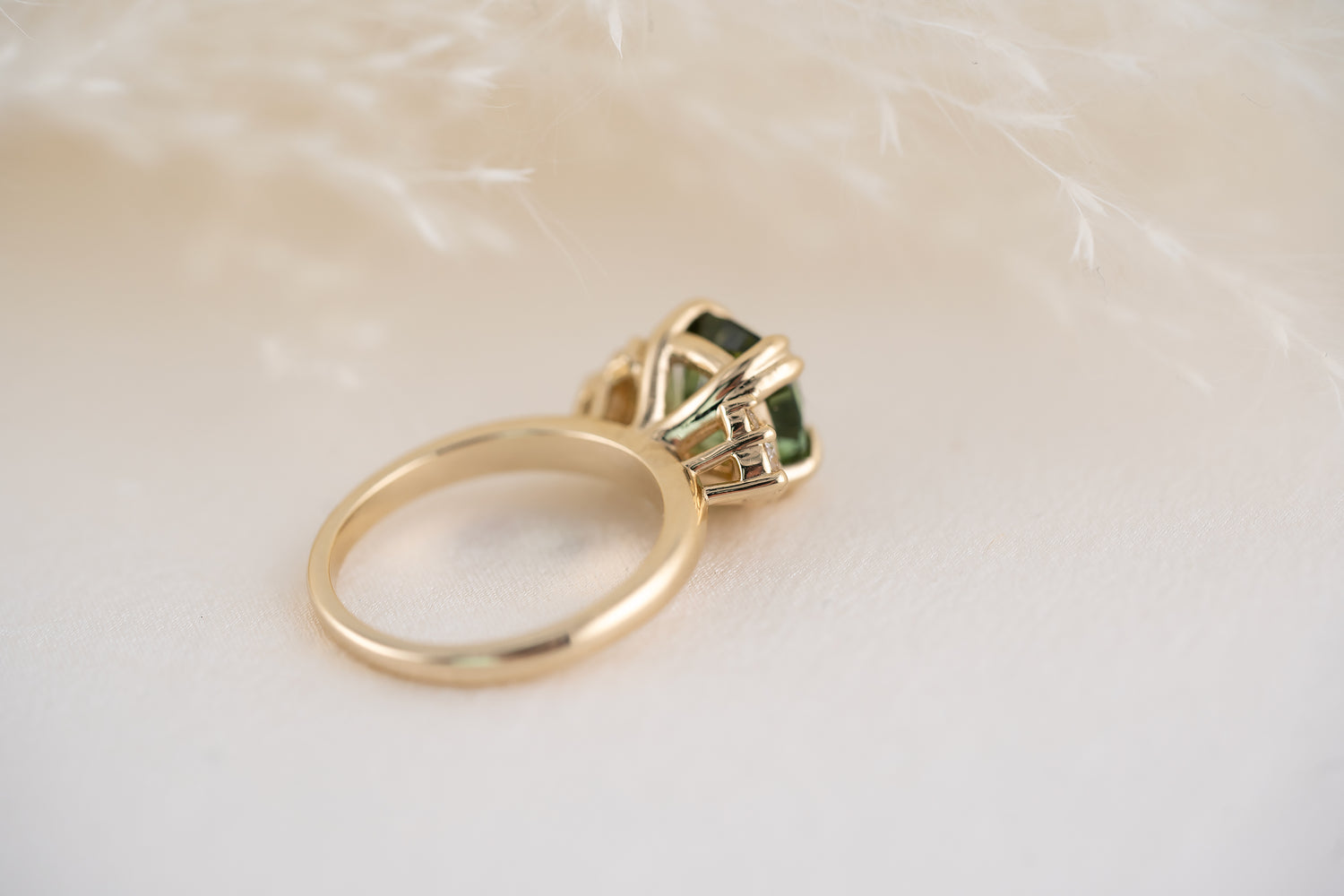 The Paloma 3.1 CT Cushion Green Tourmaline Ring - Lavender Creek Gems
