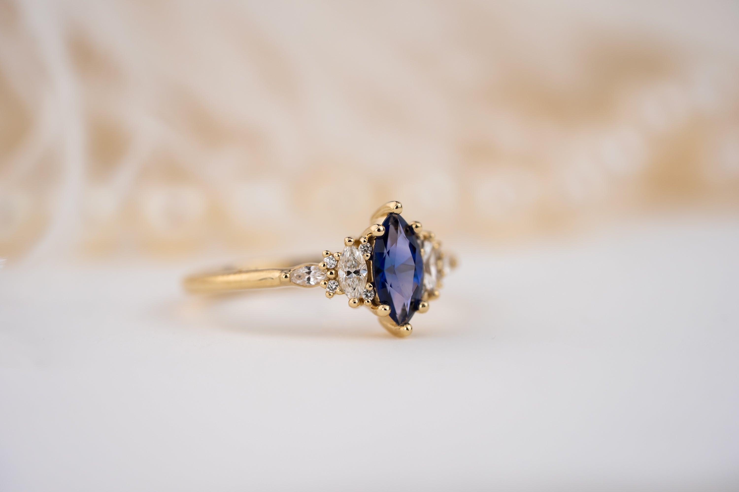 The Mini Maeve Ring | 0.61 CT Blue-Purple Marquise Sapphire - Lavender Creek Gems