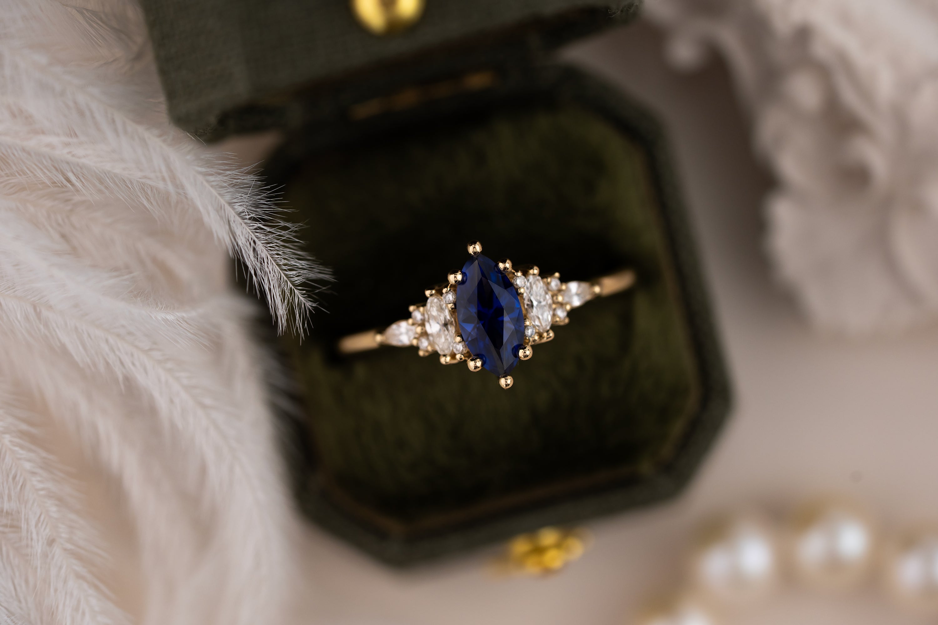The Mini Maeve Ring | 0.61 CT Blue-Purple Marquise Sapphire - Lavender Creek Gems