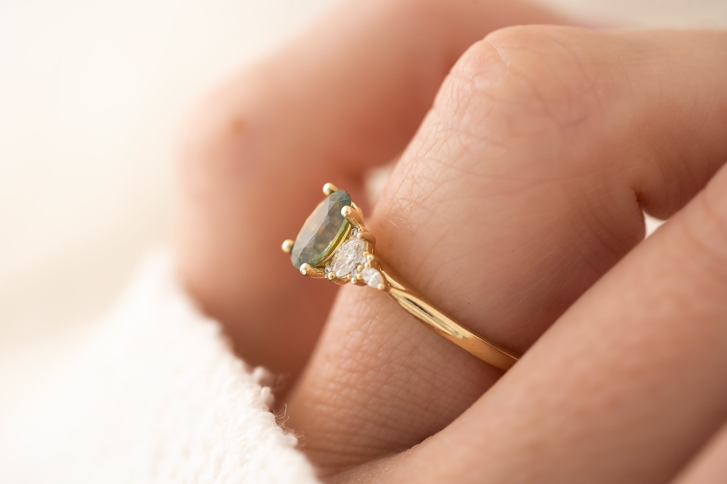The Maeve Ring - 1.11 CT Oval Teal Bi-color Montana Sapphire - Lavender Creek Gems
