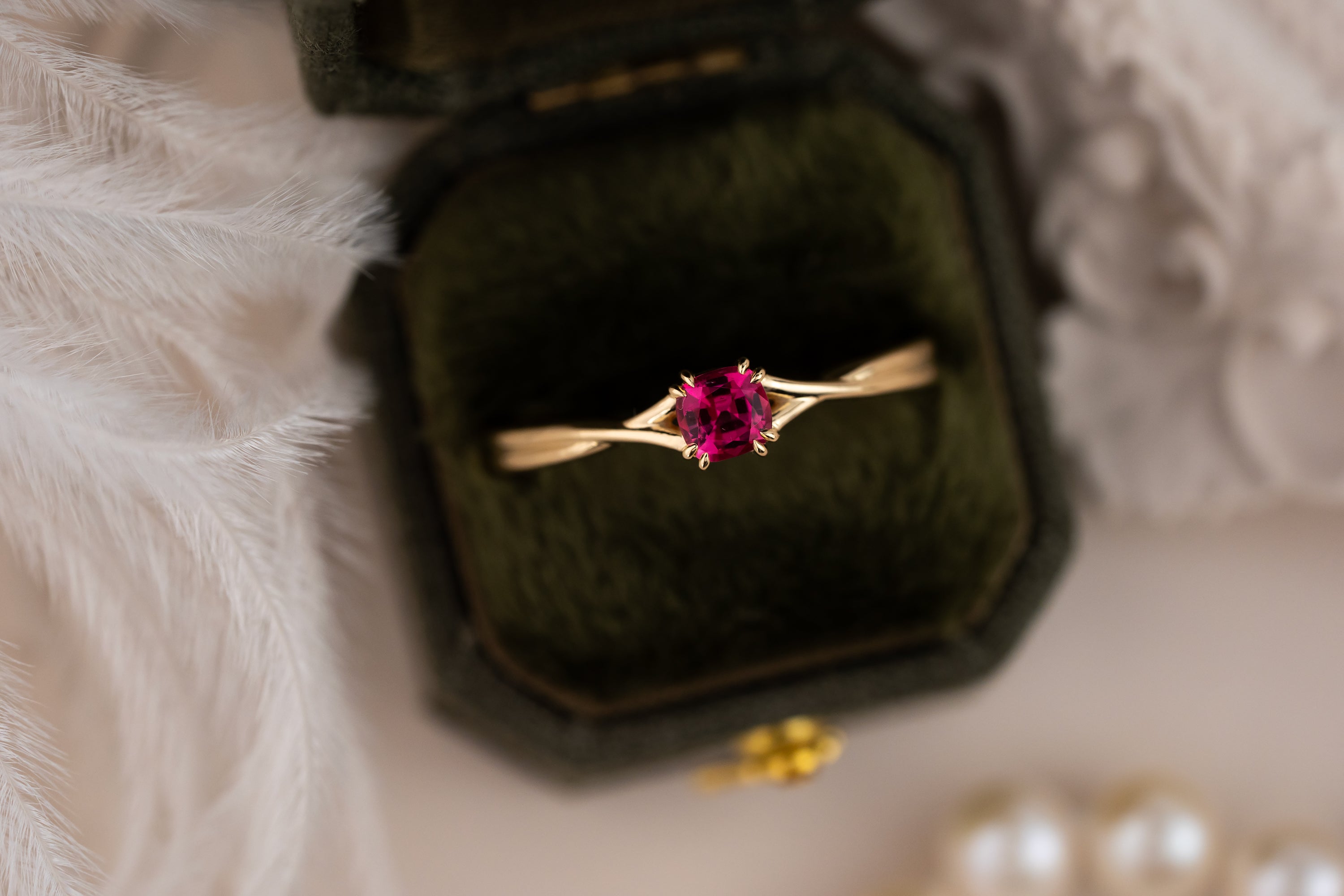 The Fates Ring | 0.28 CT Cushion Hot Pink Spinel - Lavender Creek Gems