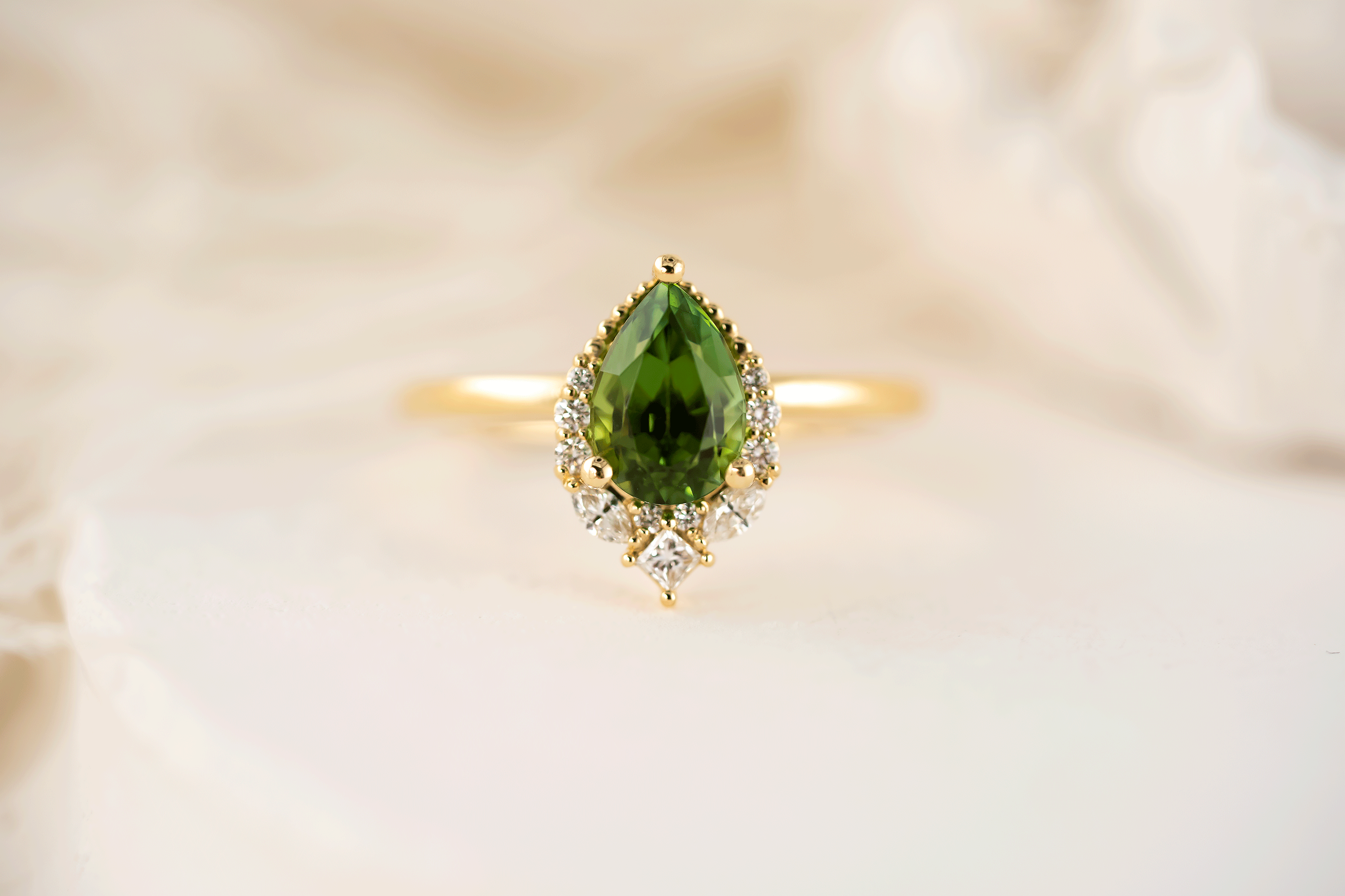 The Charlotte Ring | 1.46 CT Pear Green Tourmaline