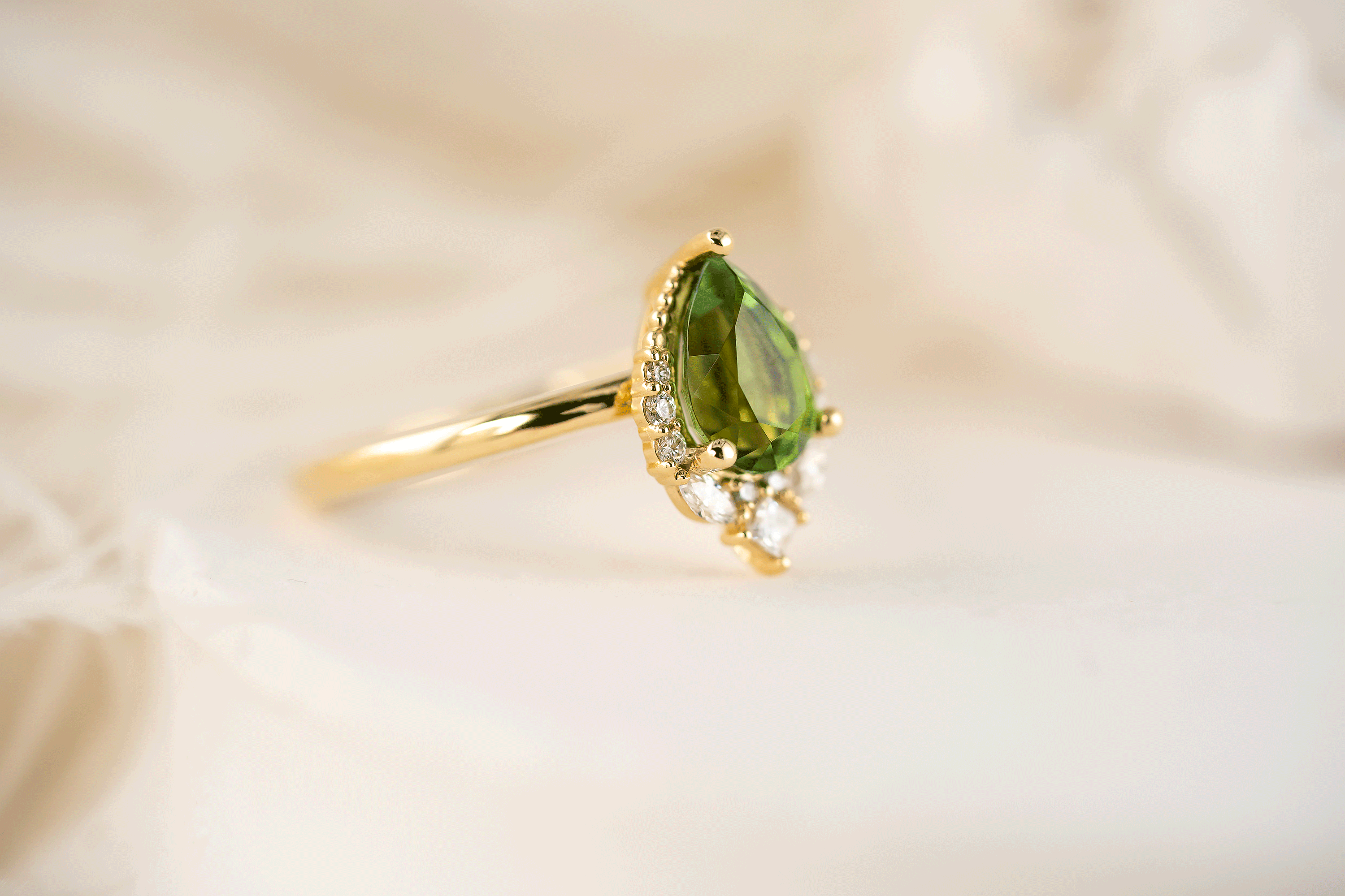 The Charlotte Ring | 1.46 CT Pear Green Tourmaline