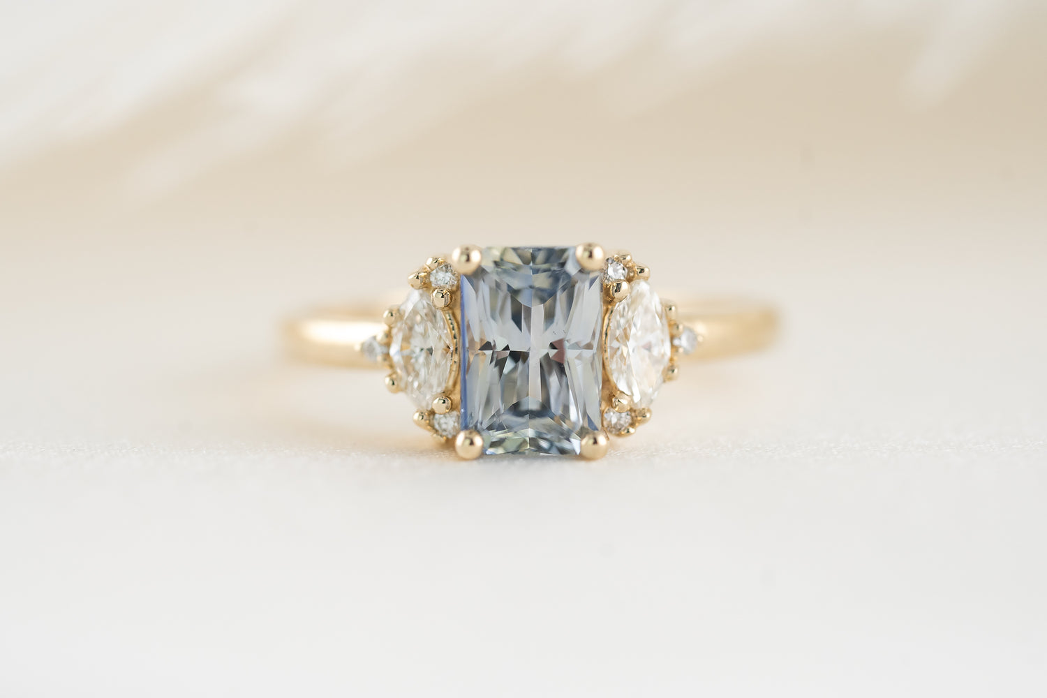 The Maren Ring | 1.84 CT Steel Gray/Blue Radiant Sapphire - Lavender Creek Gems